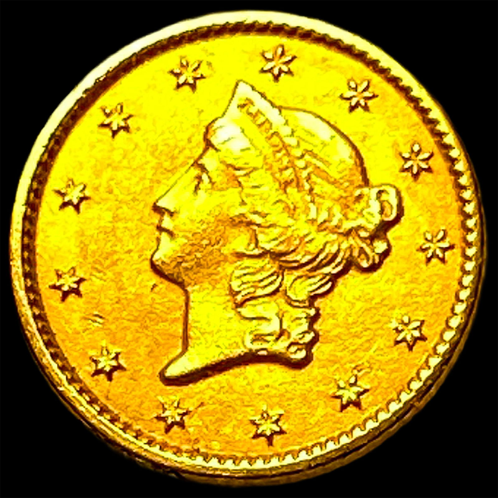 1853 Gold $1 Liberty Head CLOSELY UNCIRCULATED: 1853 Gold $1 Liberty Head CLOSELY UNCIRCULATED