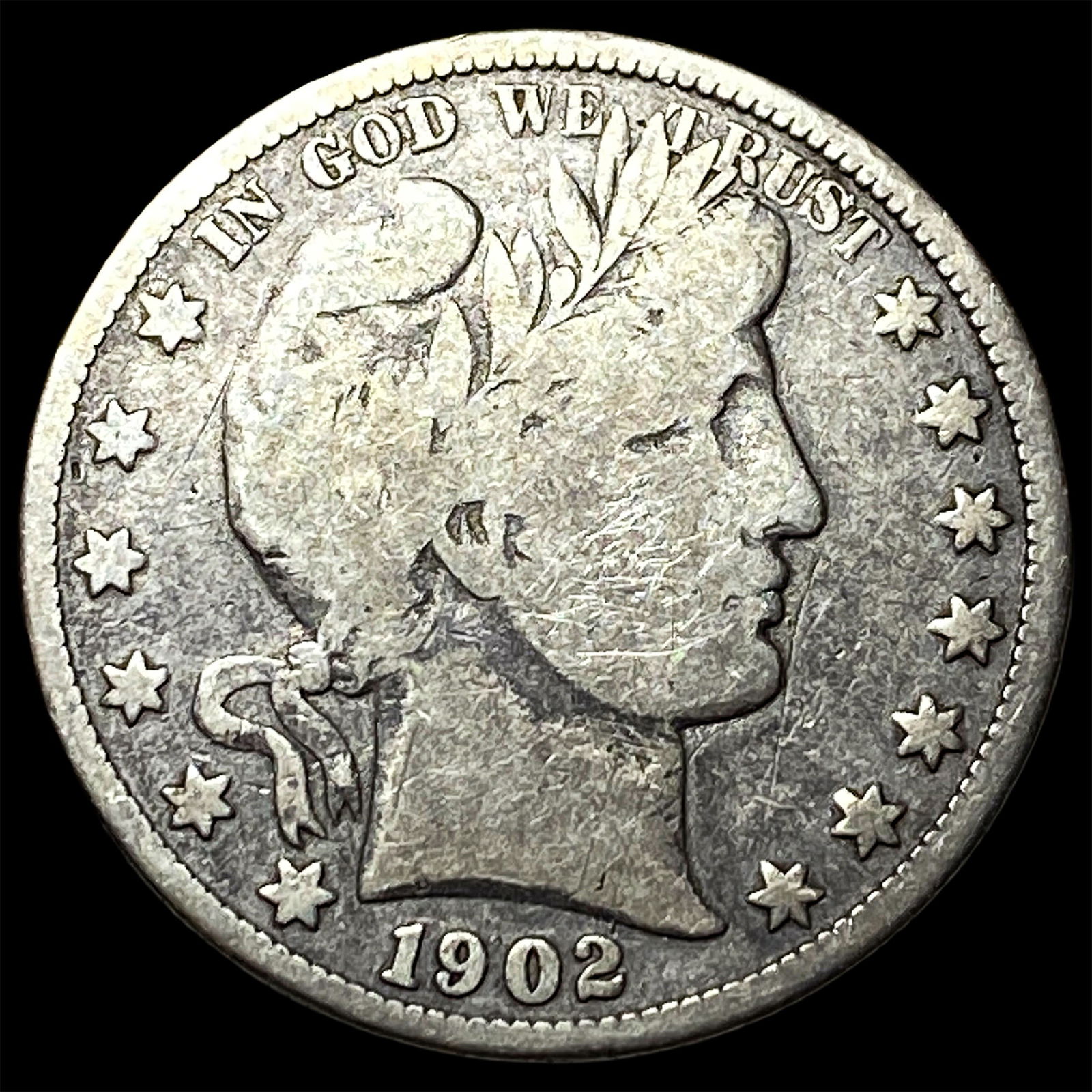 1902 Silver Barber Half Dollar NICELY CIRCULATED: 1902 Silver Barber Half Dollar NICELY CIRCULATED