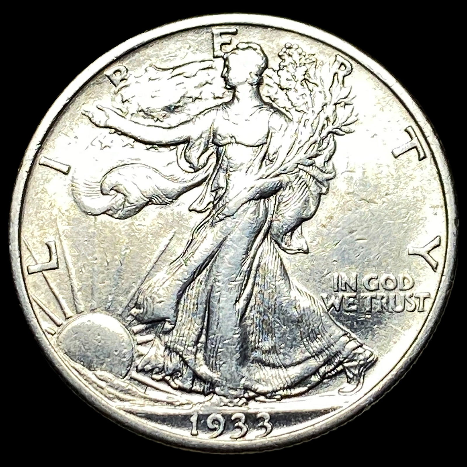 1933-S Silver Walking Liberty Half Dollar CLOSELY UNCIRCULATED: 1933-S Silver Walking Liberty Half Dollar CLOSELY UNCIRCULATED