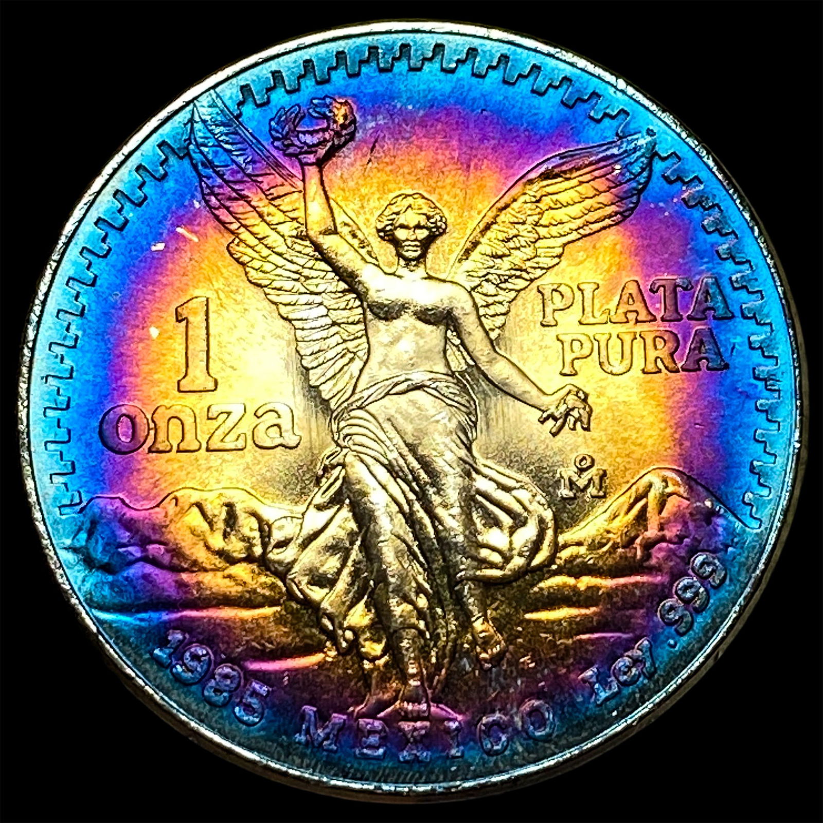 1985 Toned Mexico Silver 1 Onza Libertad SUPERB GEM BU: 1985 Toned Mexico Silver 1 Onza Libertad SUPERB GEM BU