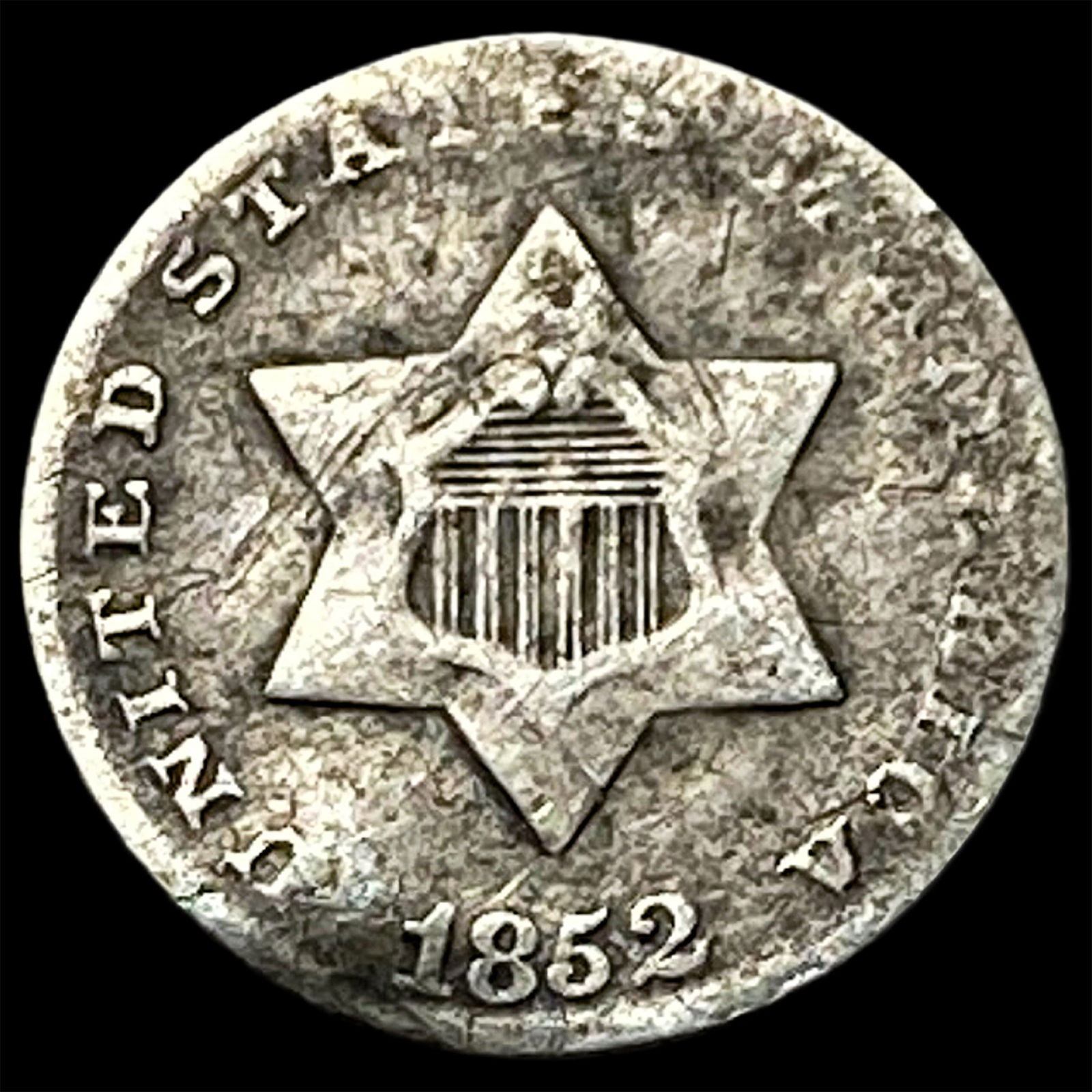 1852 Silver Three-Cent Piece LIGHTLY CIRCULATED: 1852 Silver Three-Cent Piece LIGHTLY CIRCULATED