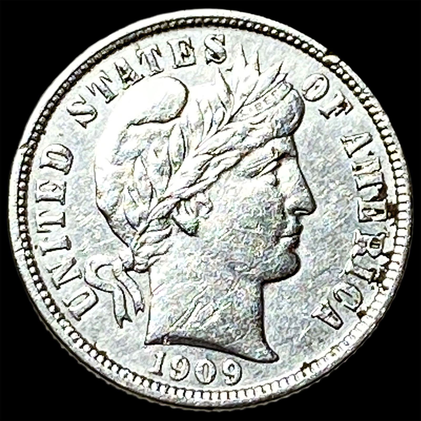 1909-O Silver Barber Dime CLOSELY UNCIRCULATED: 1909-O Silver Barber Dime CLOSELY UNCIRCULATED