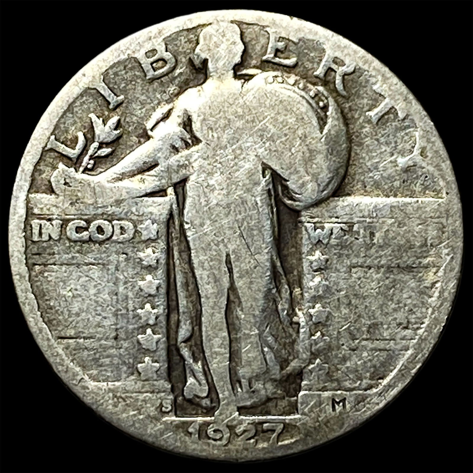 1927-S Silver Standing Liberty Quarter NICELY CIRCULATED: 1927-S Silver Standing Liberty Quarter NICELY CIRCULATED