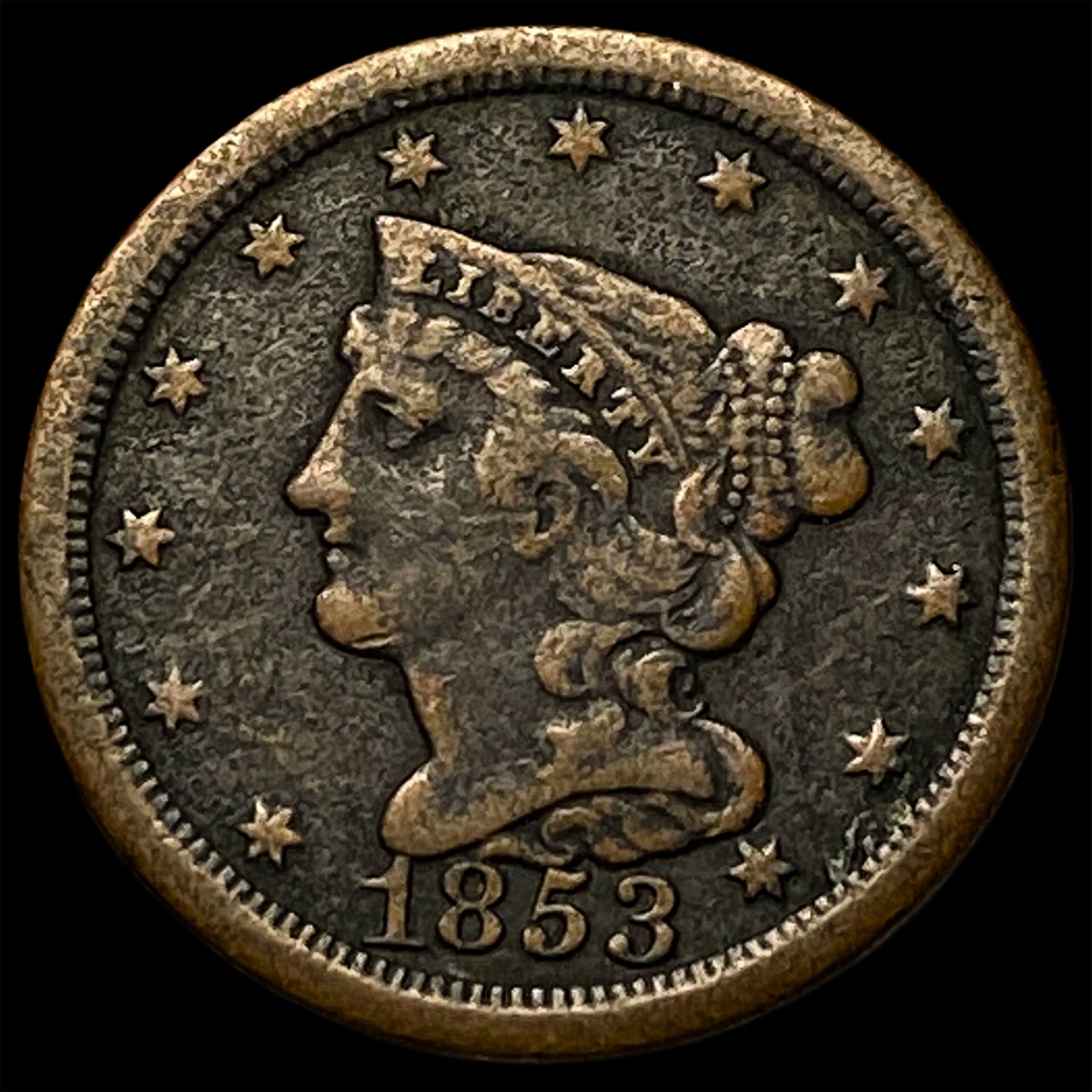 1853 Braided Hair Half Cent LIGHTLY CIRCULATED: 1853 Braided Hair Half Cent LIGHTLY CIRCULATED