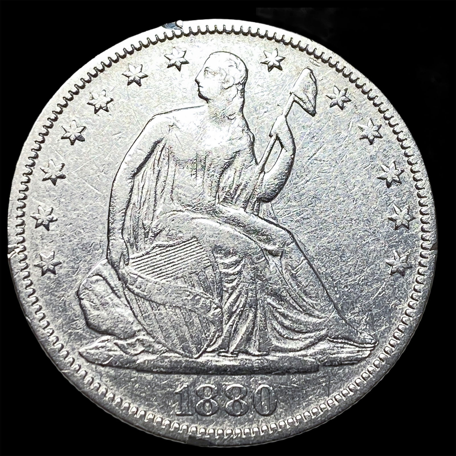 1880 Seated Liberty Half Dollar ABOUT UNCIRCULATED (1 of 2)