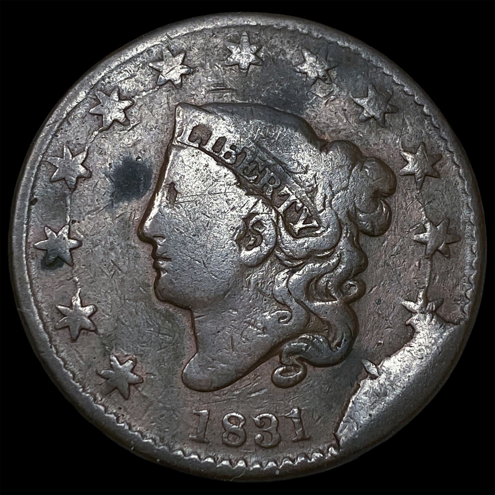 1831 Coronet Head Large Cent NICELY CIRCULATED: 1831 Coronet Head Large Cent NICELY CIRCULATED