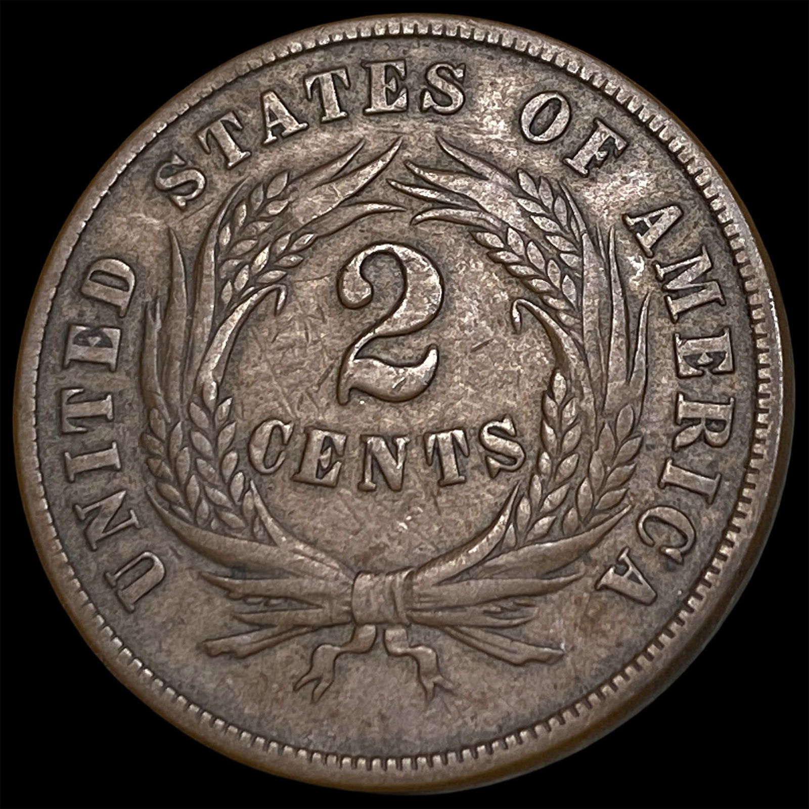1868 Copper Two-Cent Piece LIGHTLY CIRCULATED - 2