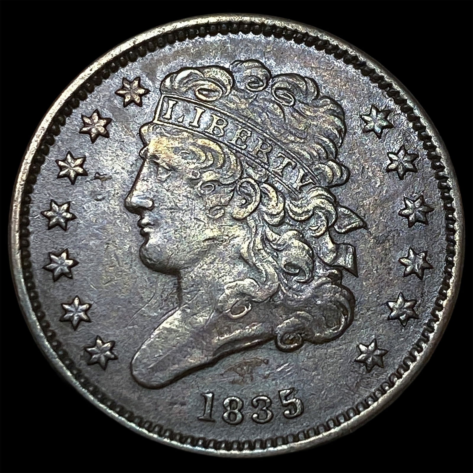 1835 Copper Half Cent CLOSELY UNCIRCULATED: 1835 Copper Half Cent CLOSELY UNCIRCULATED