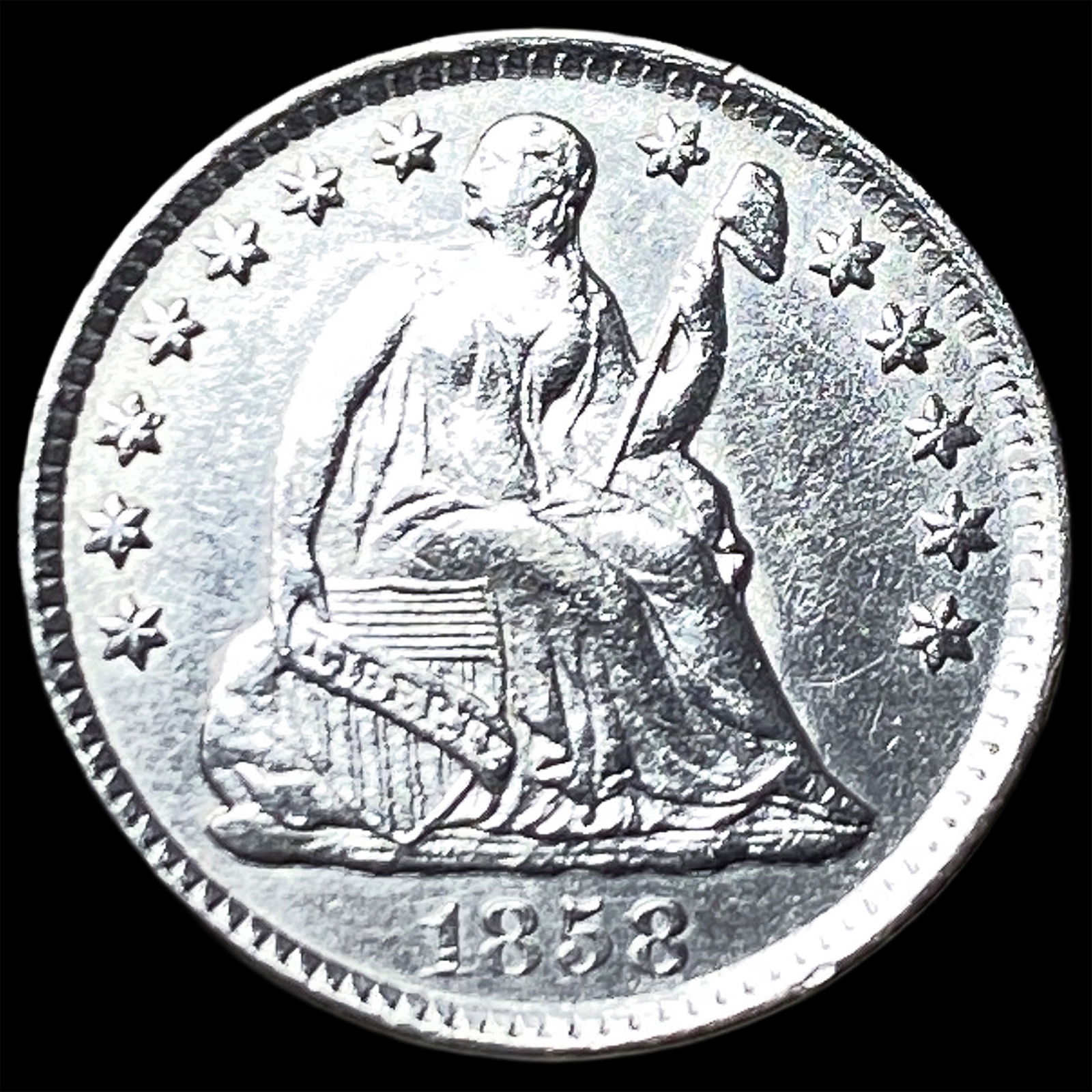 1858 Silver Half Dime CLOSELY UNCIRCULATED: 1858 Silver Half Dime CLOSELY UNCIRCULATED