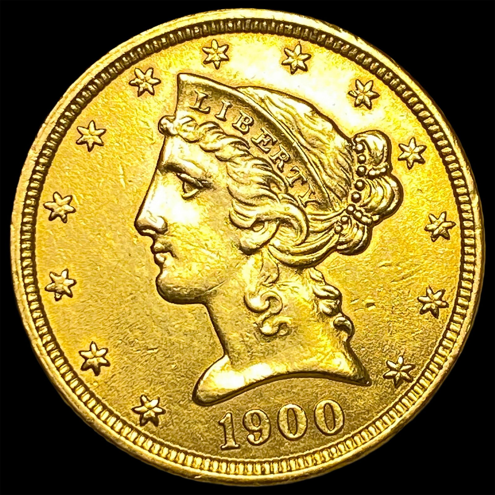 1900 Liberty Head Half Eagle $5 Gold CLOSELY UNCIRCULATED: 1900 Liberty Head Half Eagle $5 Gold CLOSELY UNCIRCULATED