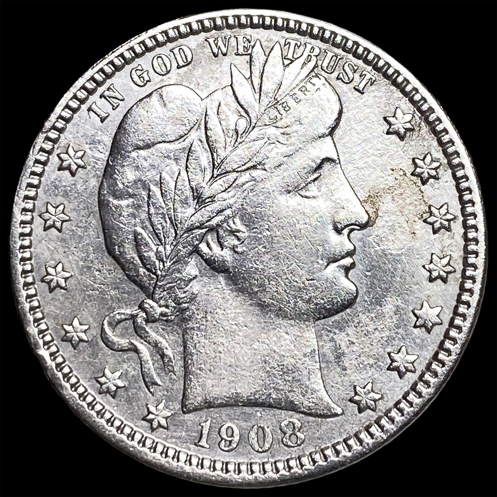 1908-S Silver Barber Quarter NEARLY UNCIRCULATED (1 of 2)