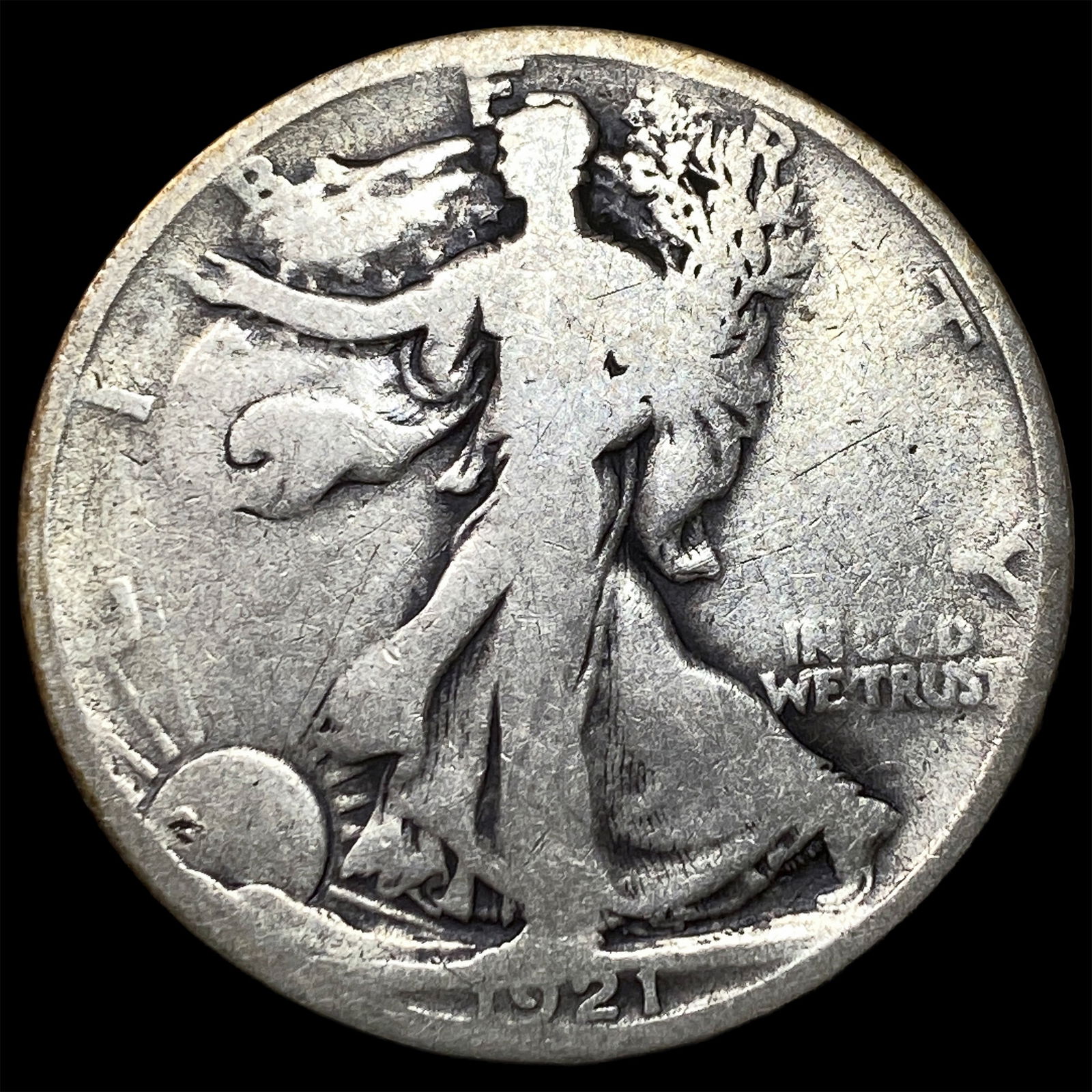 1921-D Silver Walking Liberty Half Dollar NICELY CIRCULATED (1 of 2)