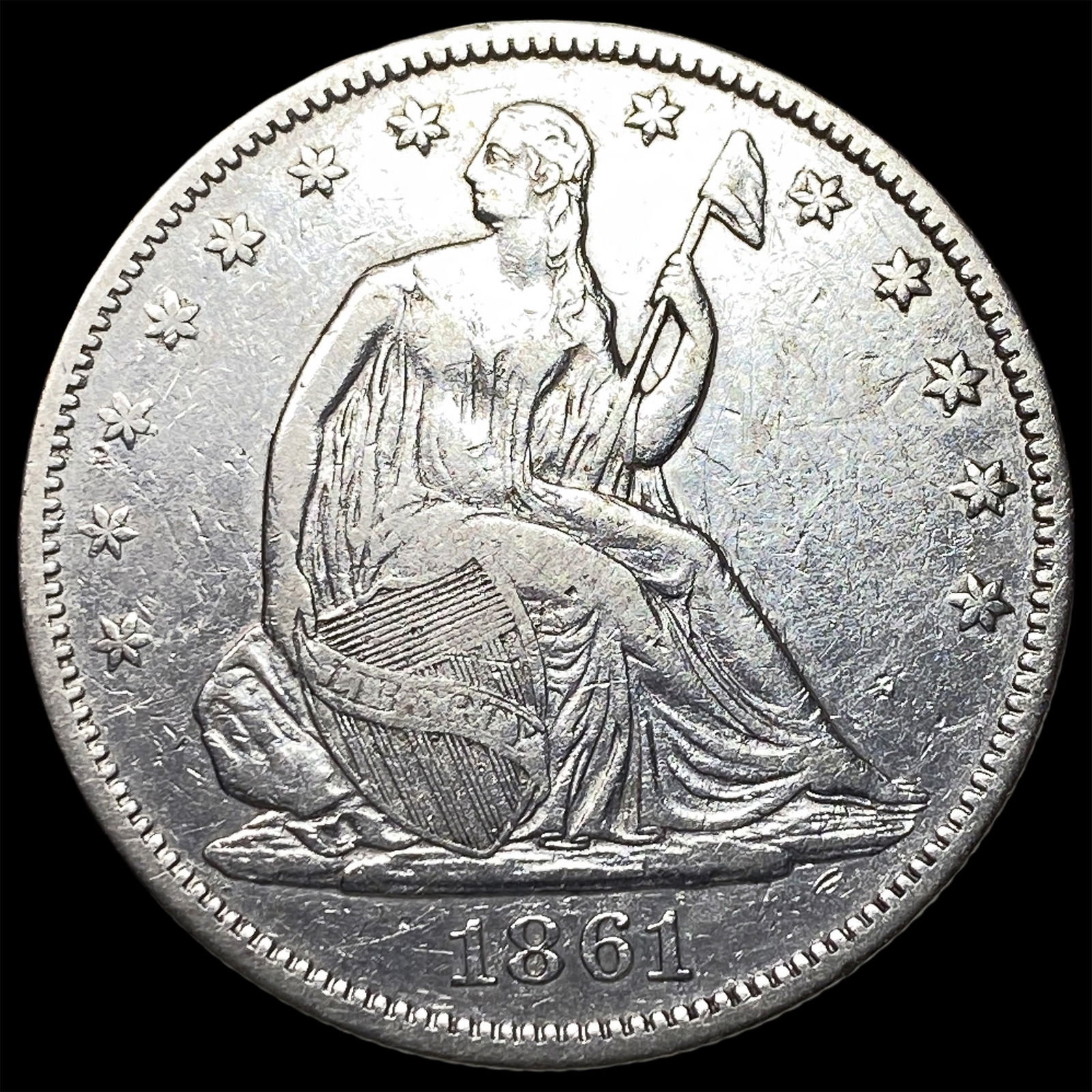 1861 Seated Liberty Half Dollar NEARLY UNCIRCULATED (1 of 2)