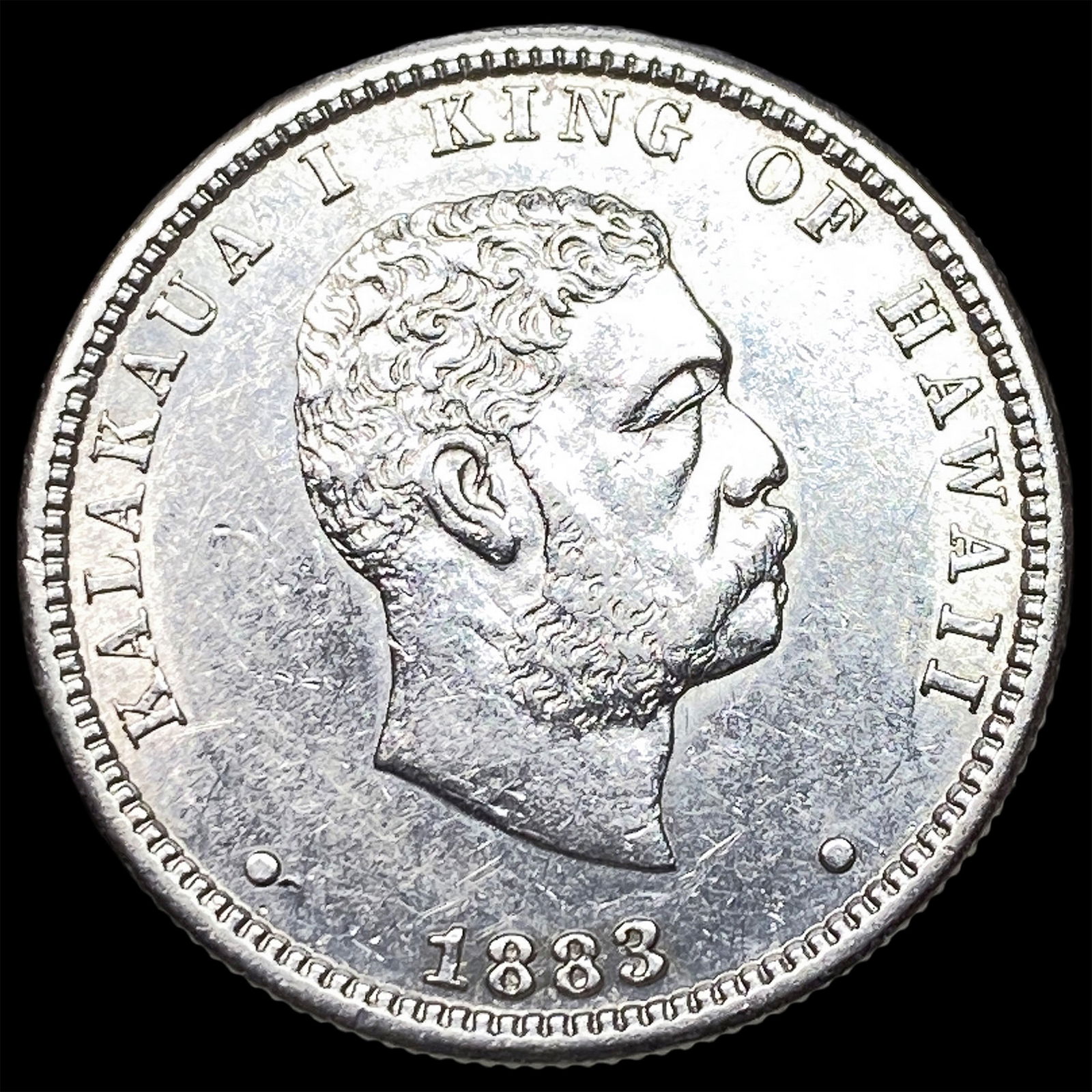 1883 Silver 1/4 Dollar Hawaii Kalakaua I CLOSELY UNCIRCULATED: 1883 Silver 1/4 Dollar Hawaii Kalakaua I CLOSELY UNCIRCULATED