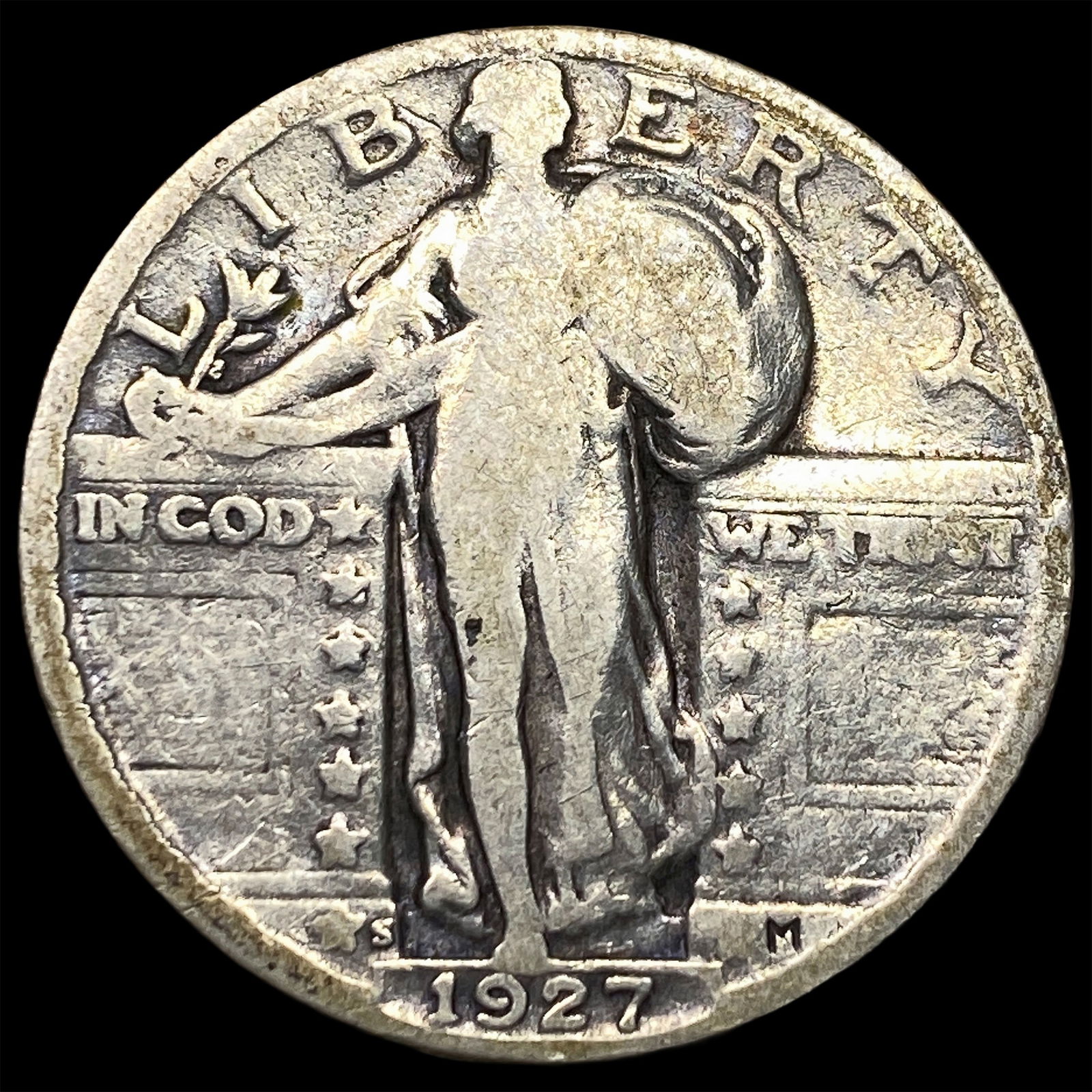 1927-S Silver Standing Liberty Quarter NICELY CIRCULATED: 1927-S Silver Standing Liberty Quarter NICELY CIRCULATED
