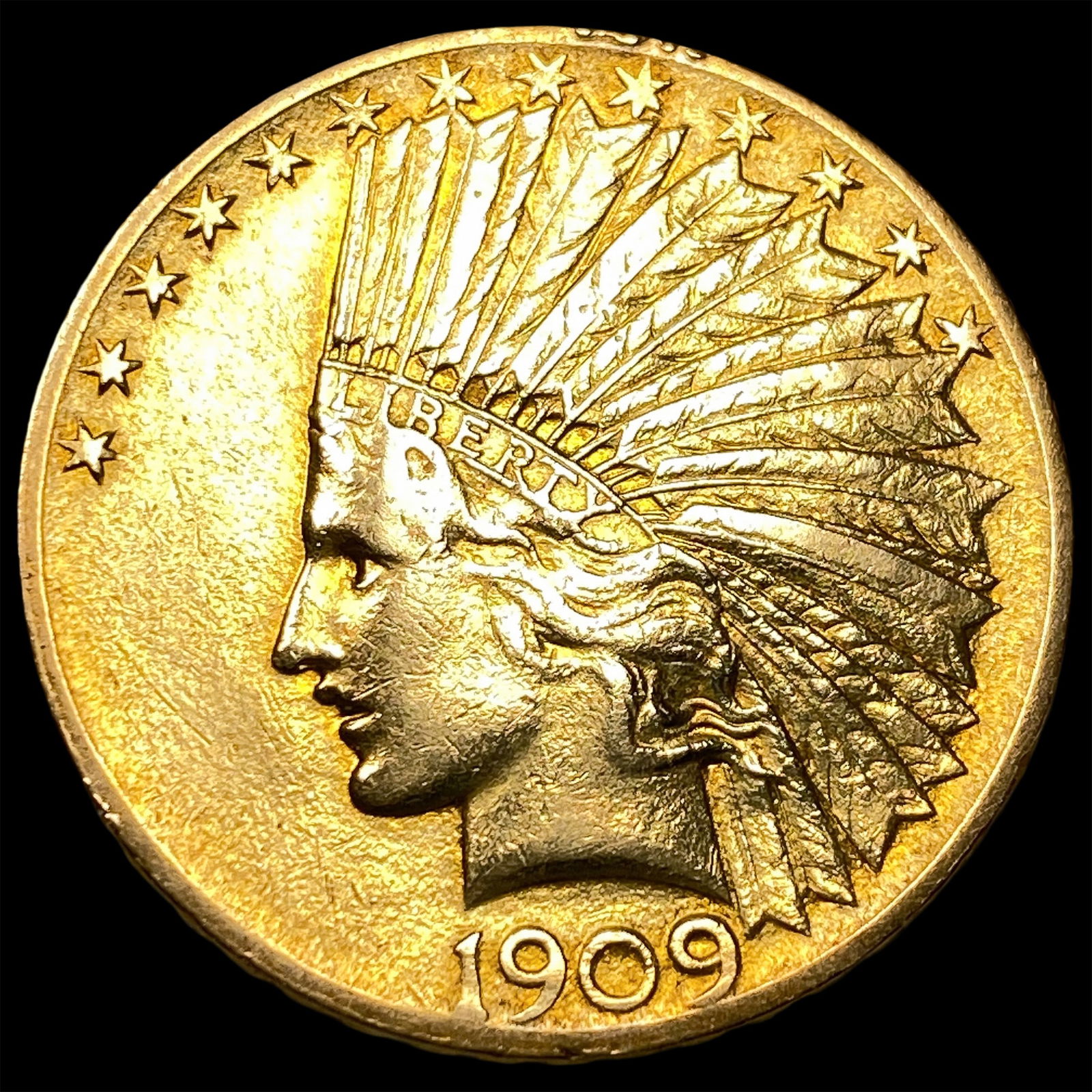 1909 Indian Head Eagle $10 Gold Coin CLOSELY UNCIRCULATED (1 of 2)
