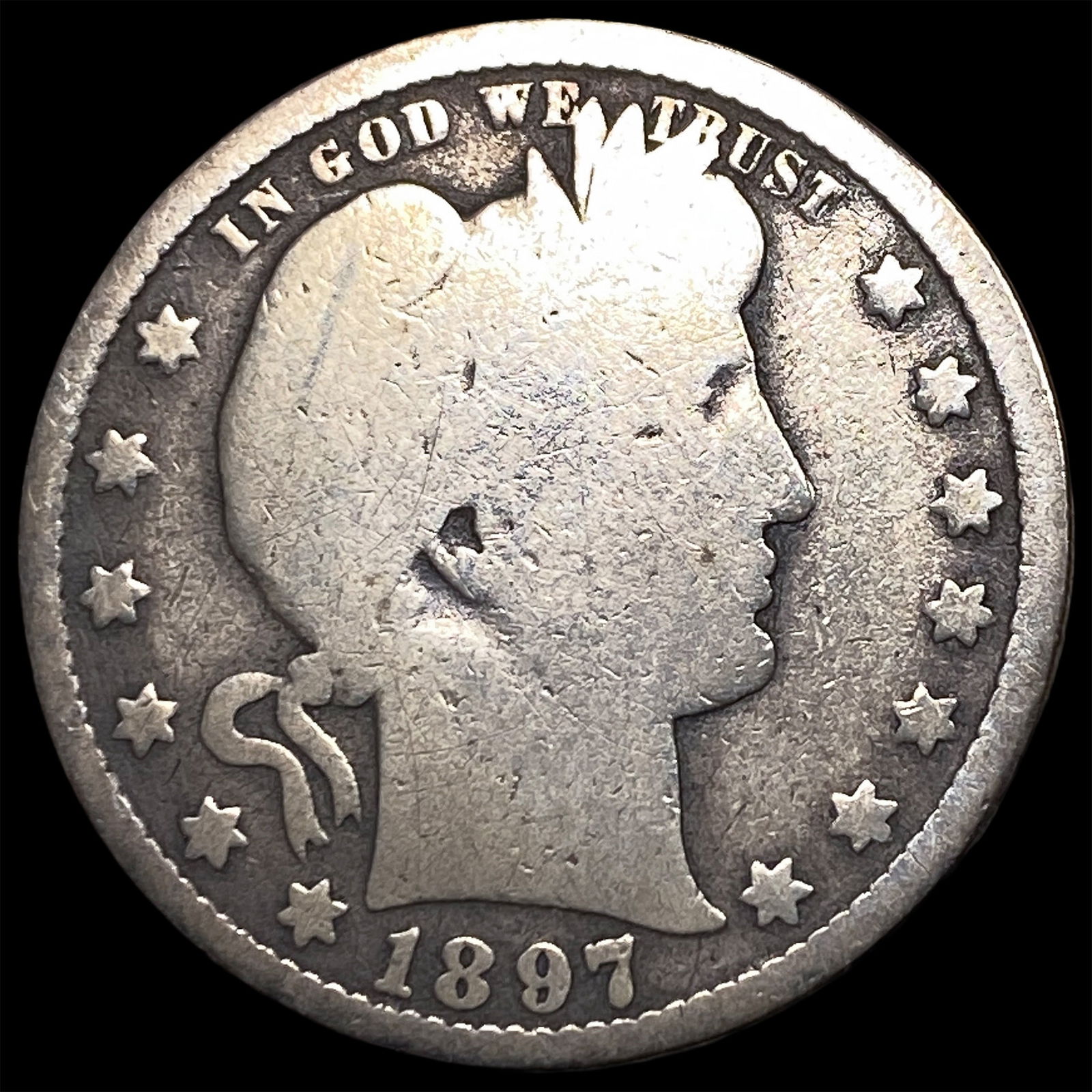 1897-O Silver Barber Quarter NICELY CIRCULATED: 1897-O Silver Barber Quarter NICELY CIRCULATED