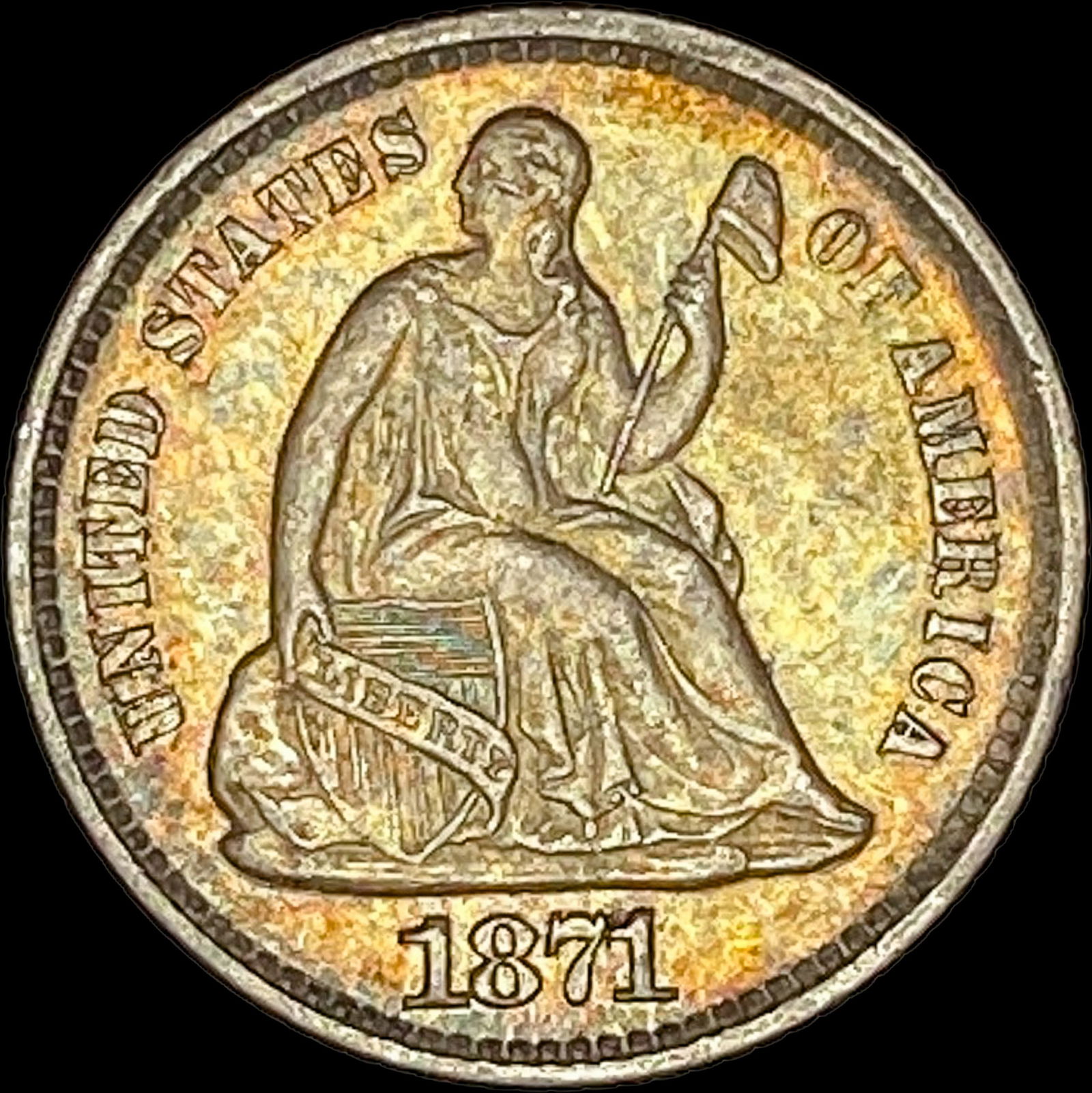 1871 Seated Liberty Half Dime CHOICE AU: 1871 Seated Liberty Half Dime CHOICE AU