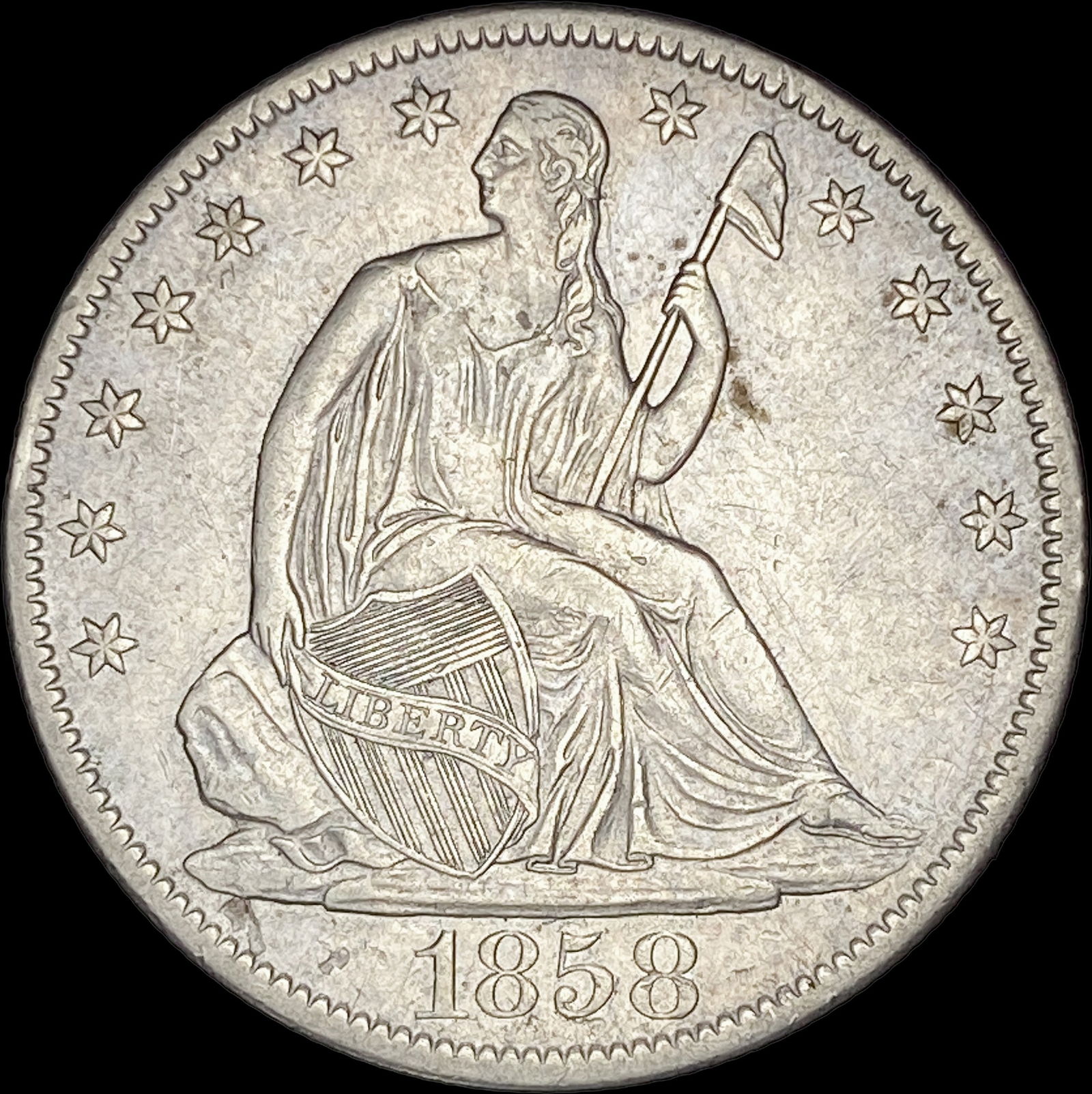 1858-O Silver Half Dollar CLOSELY UNCIRCULATED (1 of 2)