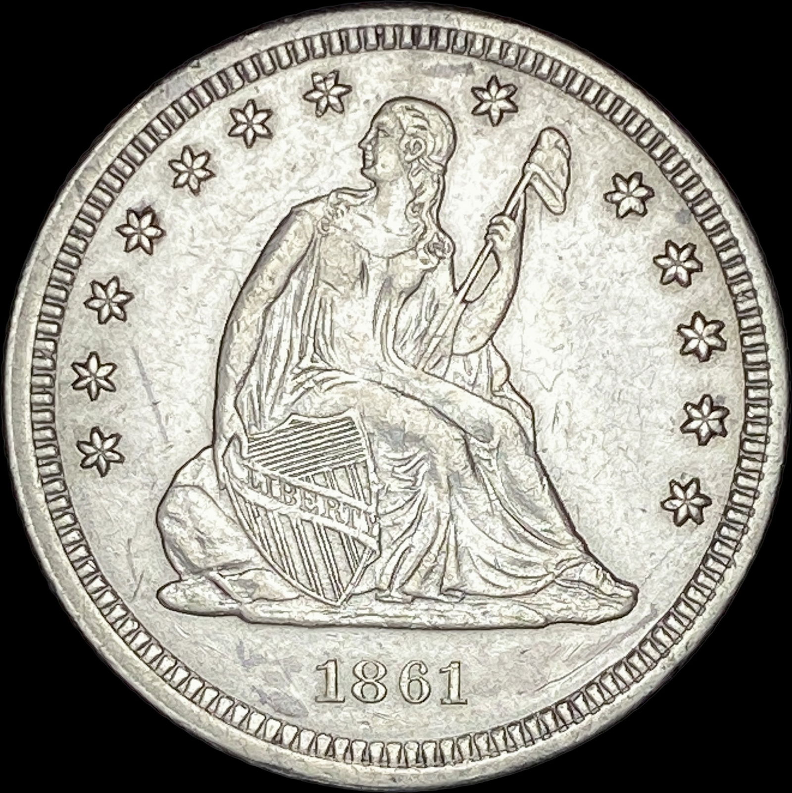 1861 Seated Liberty Silver Quarter UNCIRCULATED: 1861 Seated Liberty Silver Quarter UNCIRCULATED