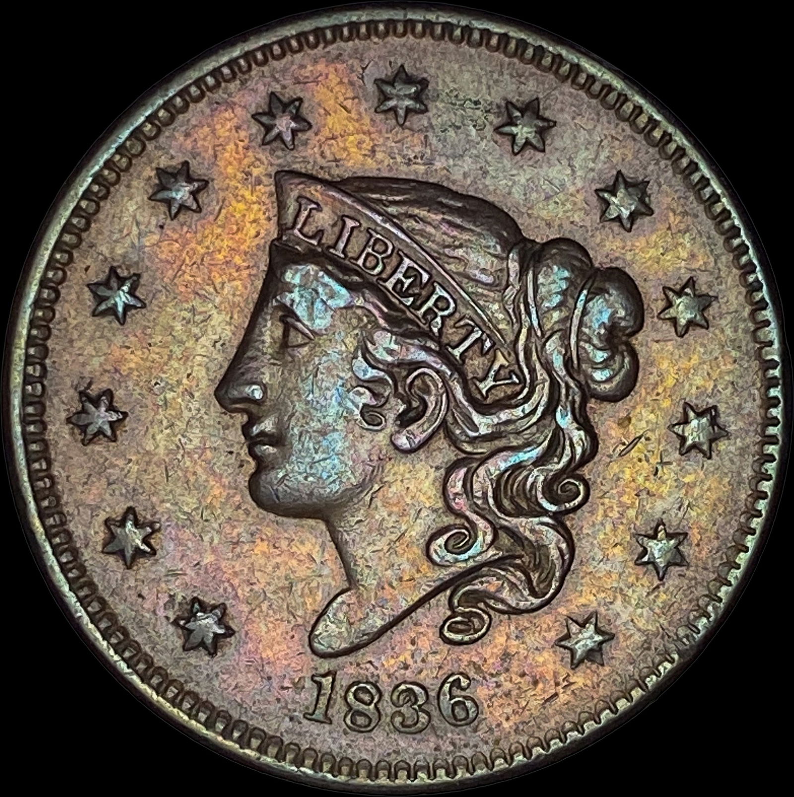 1836 Coronet Head Large Cent CLOSELY UNCIRCULATED (1 of 2)