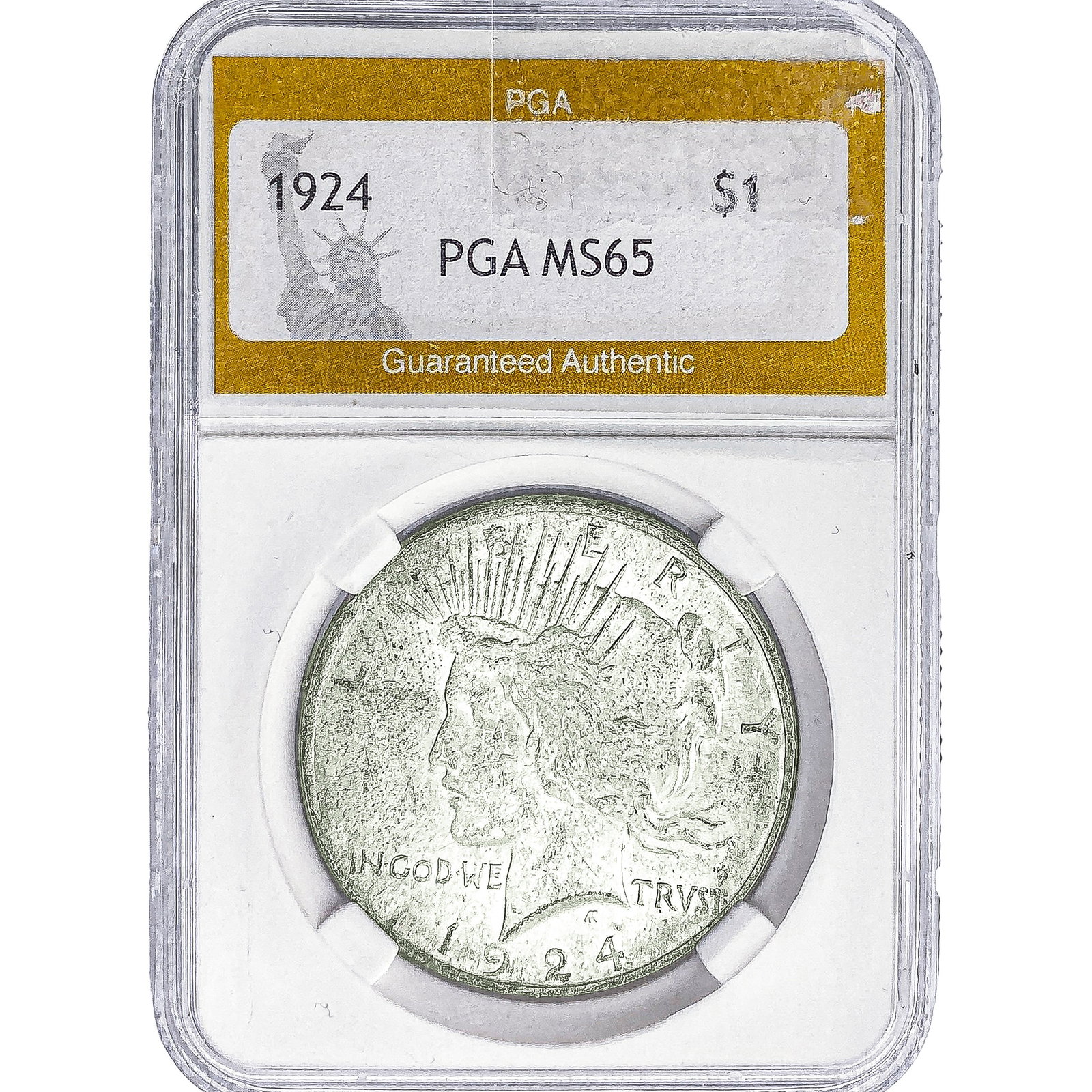 1924 Silver Peace Dollar PGA MS65: 1924 Silver Peace Dollar PGA MS65