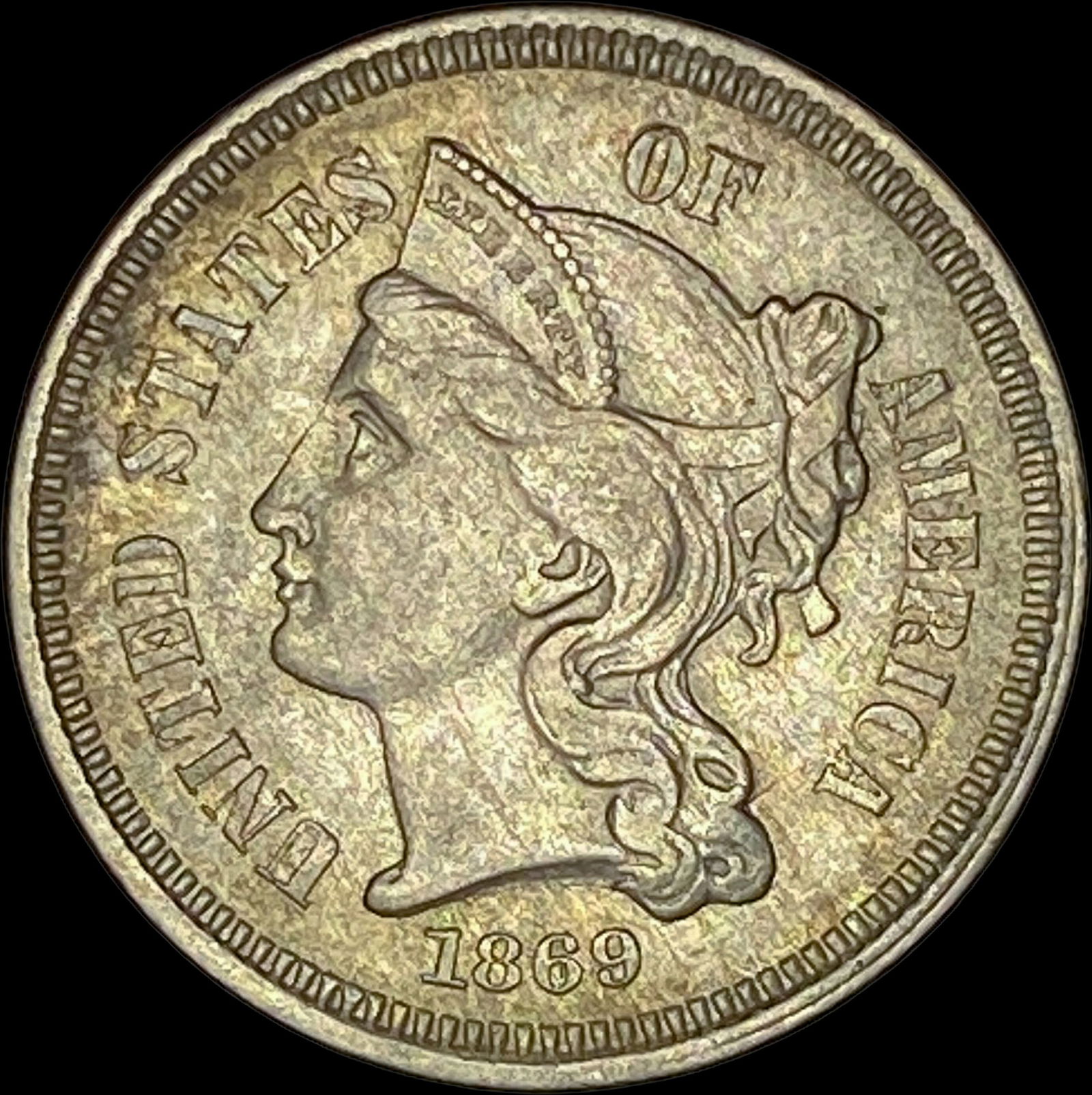 1869 Nickel Three-Cent Piece CHOICE AU (1 of 2)