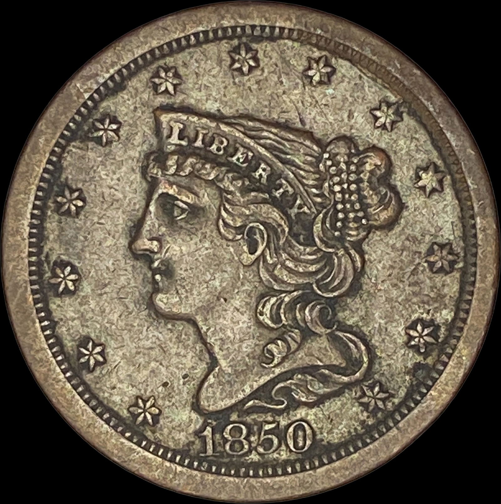 1850 Braided Hair Half Cent NEARLY UNCIRCULATED (1 of 2)