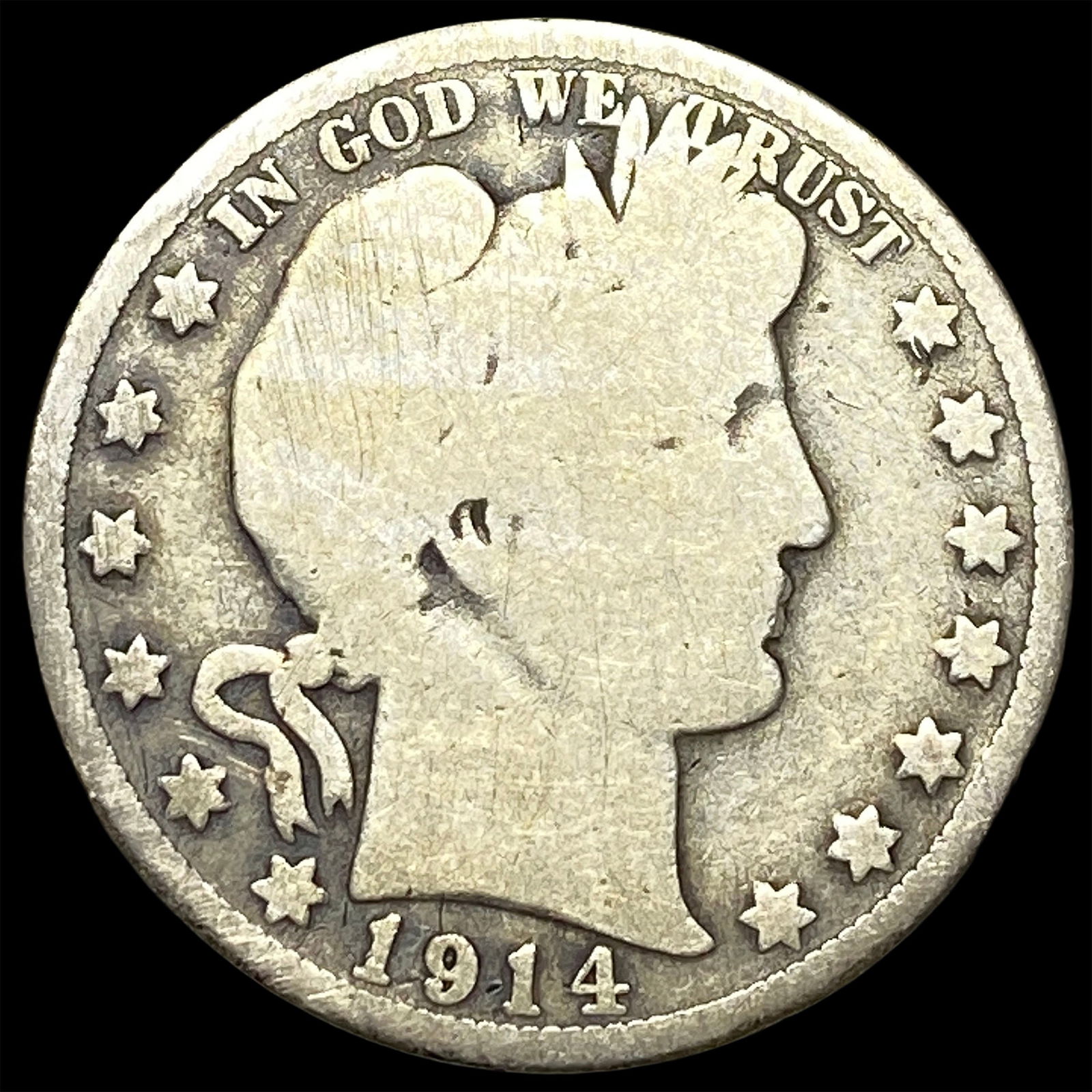 1914 Silver Barber Half Dollar NICELY CIRCULATED: 1914 Silver Barber Half Dollar NICELY CIRCULATED