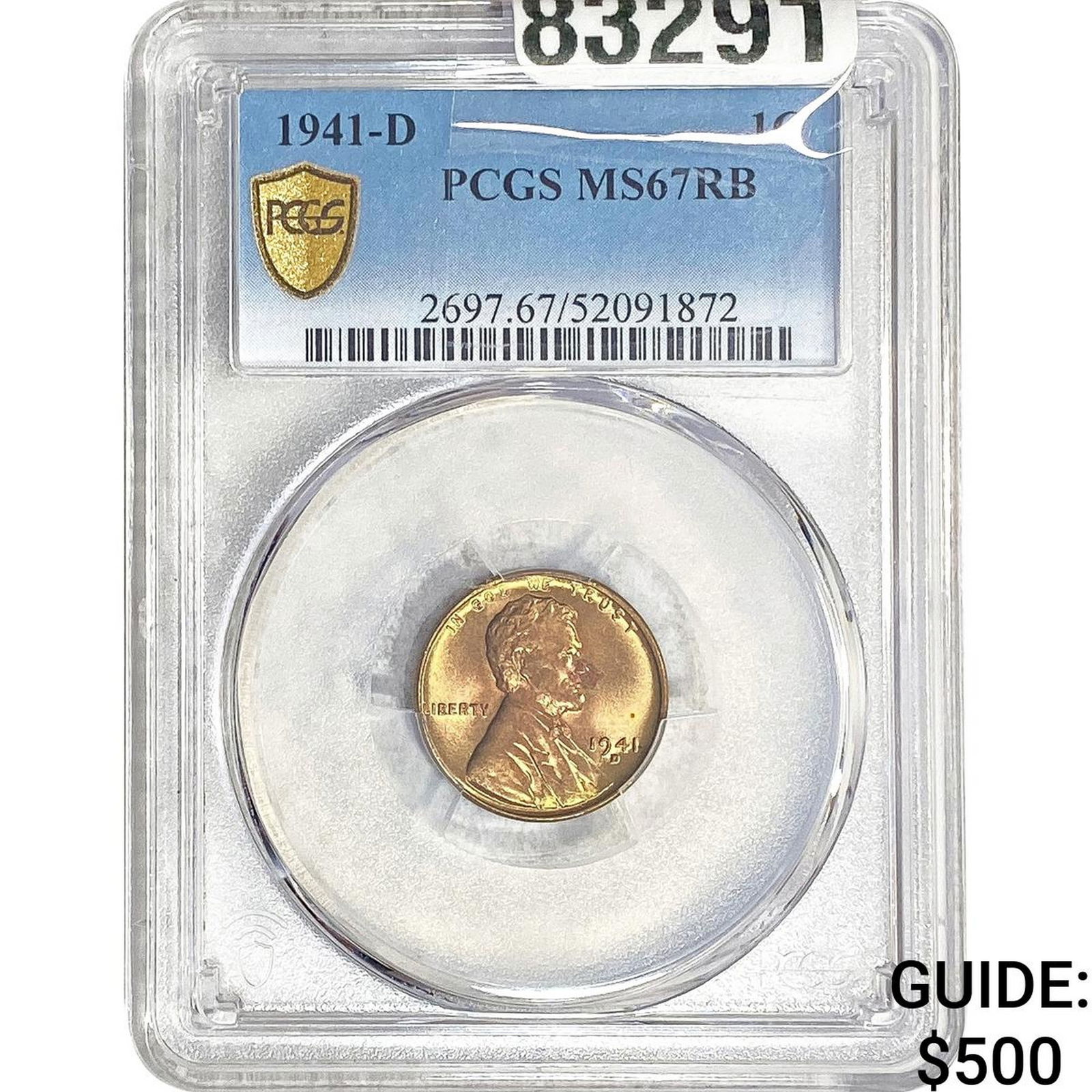 1941-D Wheat Cent PCGS MS67 RB: 1941-D Wheat Cent PCGS MS67 RB