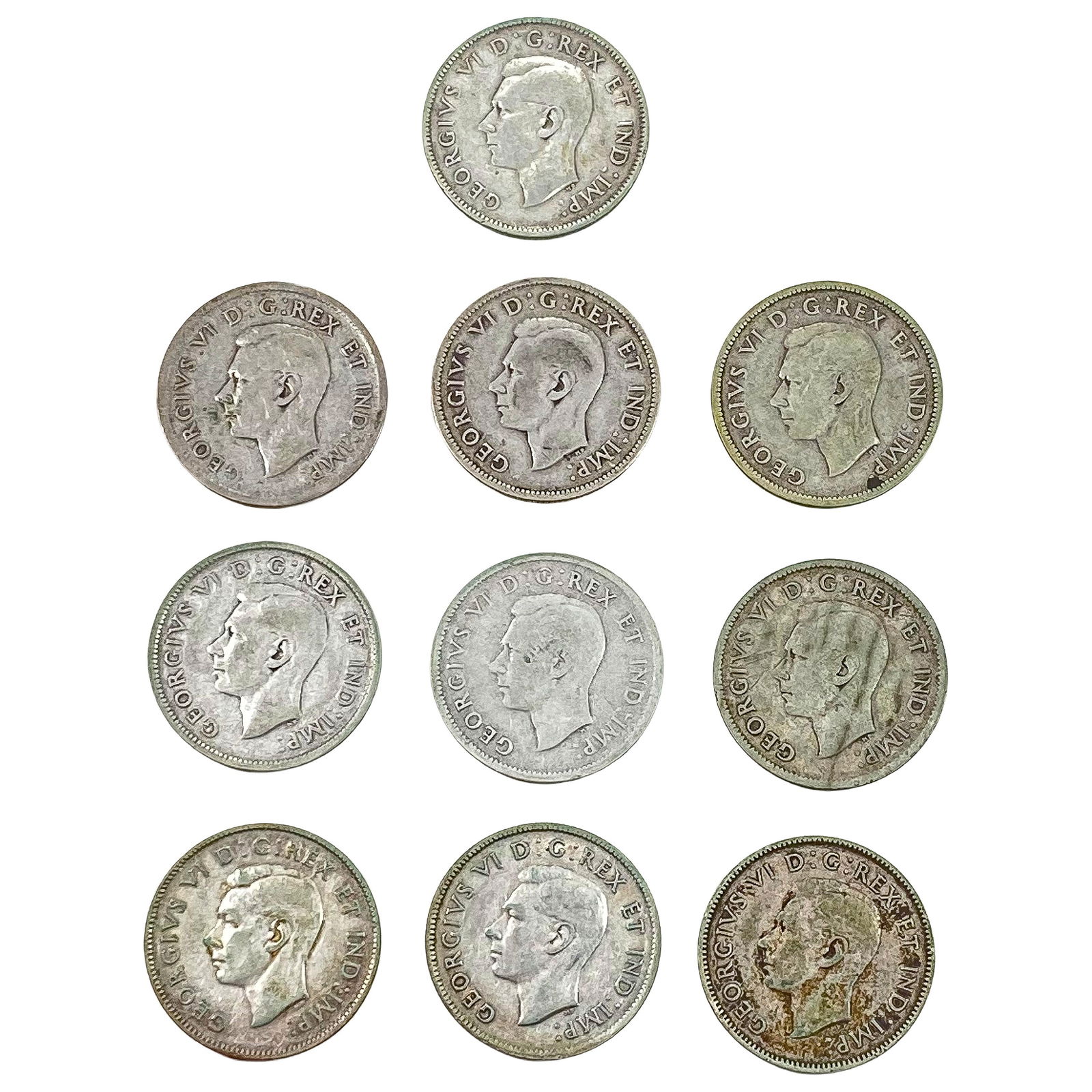 [10 Coins] 1939-1940 Silver Canada 25c: [10 Coins] 1939-1940 Silver Canada 25c