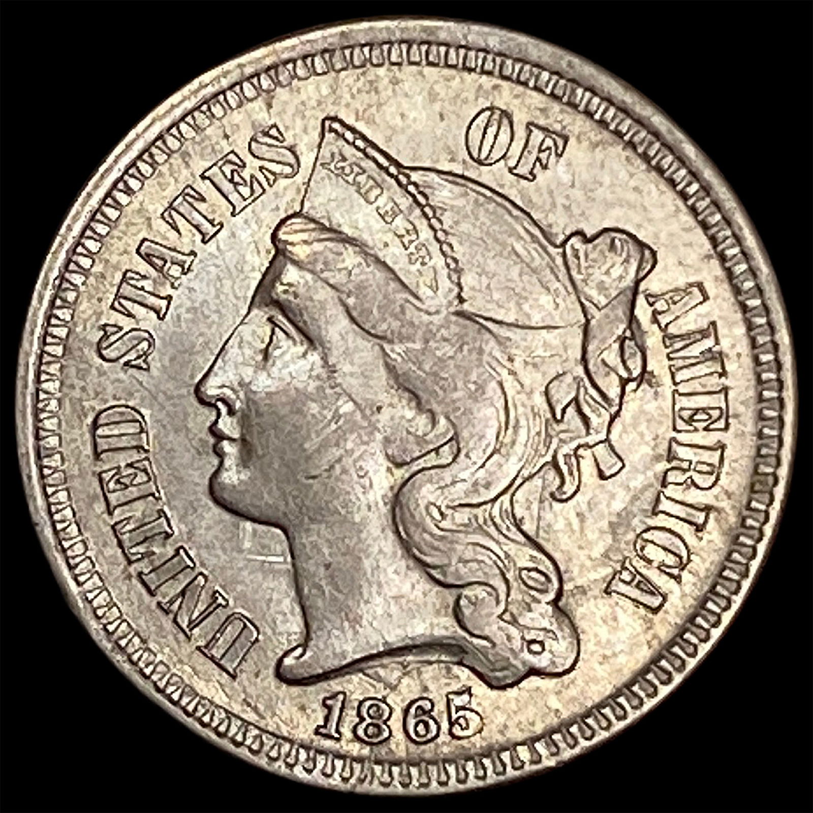 1865 Nickel Three-Cent Piece UNCIRCULATED: 1865 Nickel Three-Cent Piece UNCIRCULATED