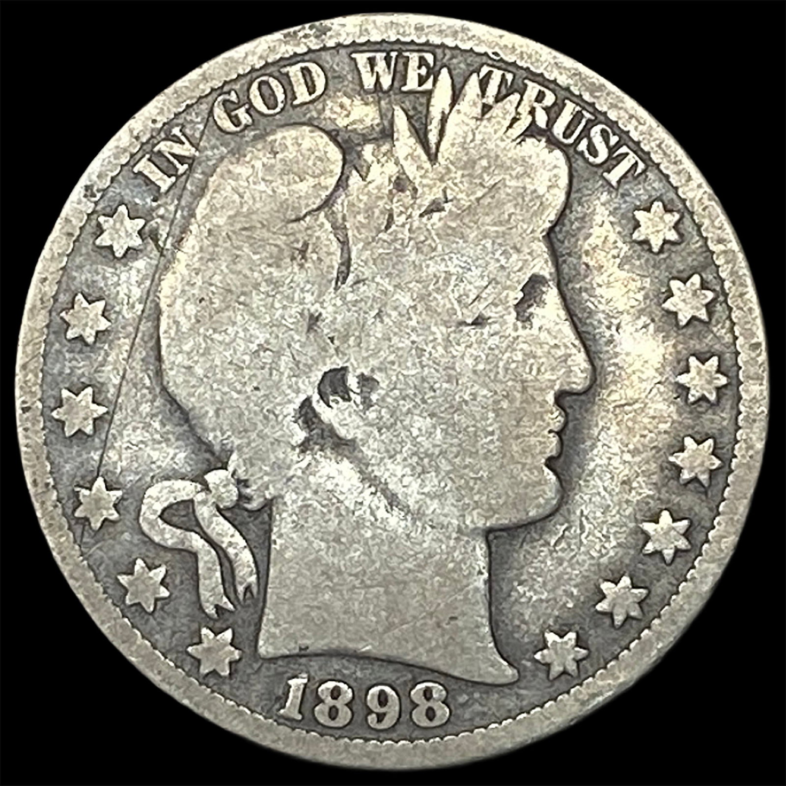 1898-O Silver Barber Half Dollar NICELY CIRCULATED: 1898-O Silver Barber Half Dollar NICELY CIRCULATED