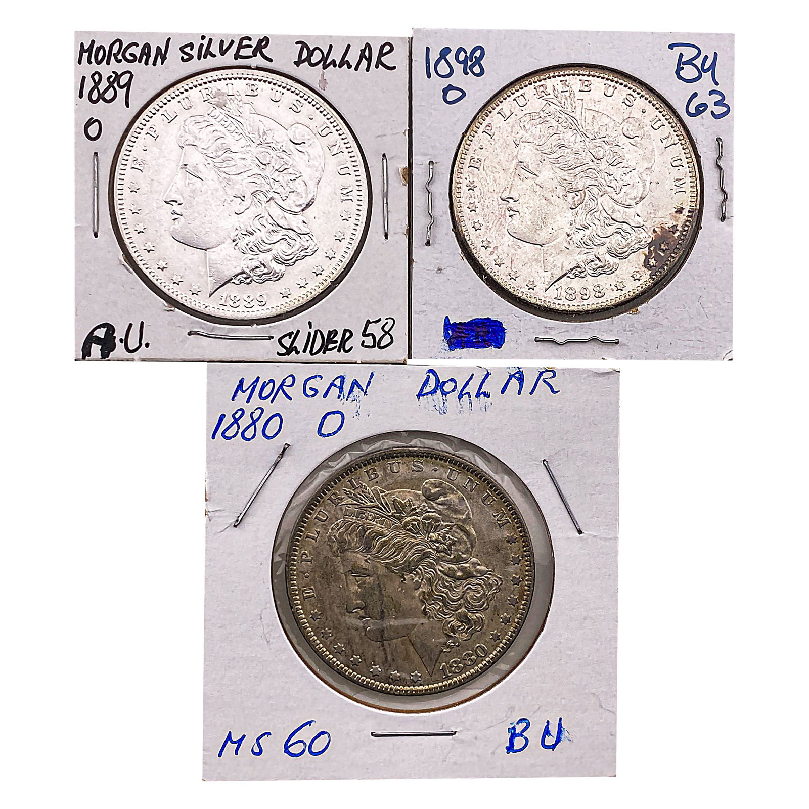 [3 Coins] 1880-1898 Morgan Silver Dollar: [3 Coins] 1880-1898 Morgan Silver Dollar