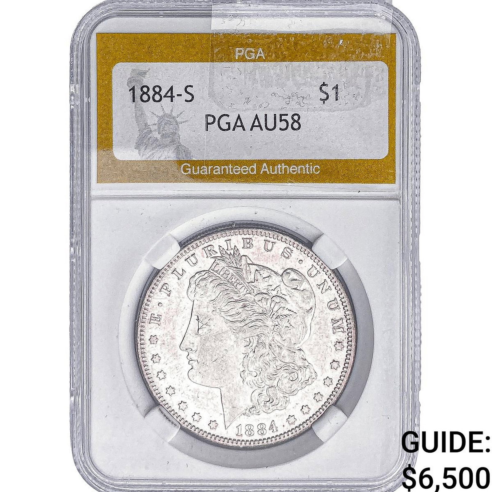 1884-S Morgan Silver Dollar PGA AU58: 1884-S Morgan Silver Dollar PGA AU58