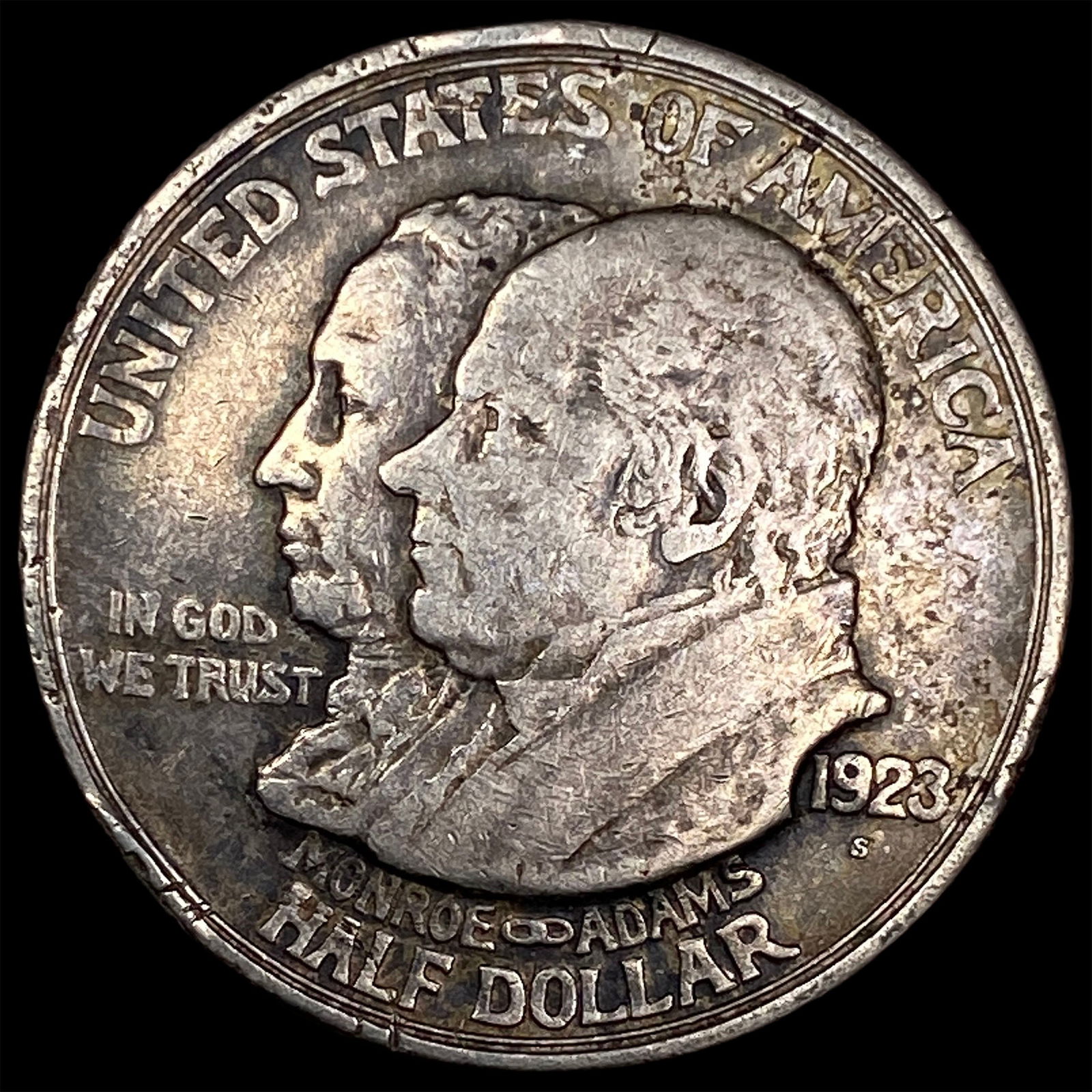 1923-S Silver Monroe Doctrine Half Dollar CLOSELY UNCIRCULATED: 1923-S Silver Monroe Doctrine Half Dollar CLOSELY UNCIRCULATED