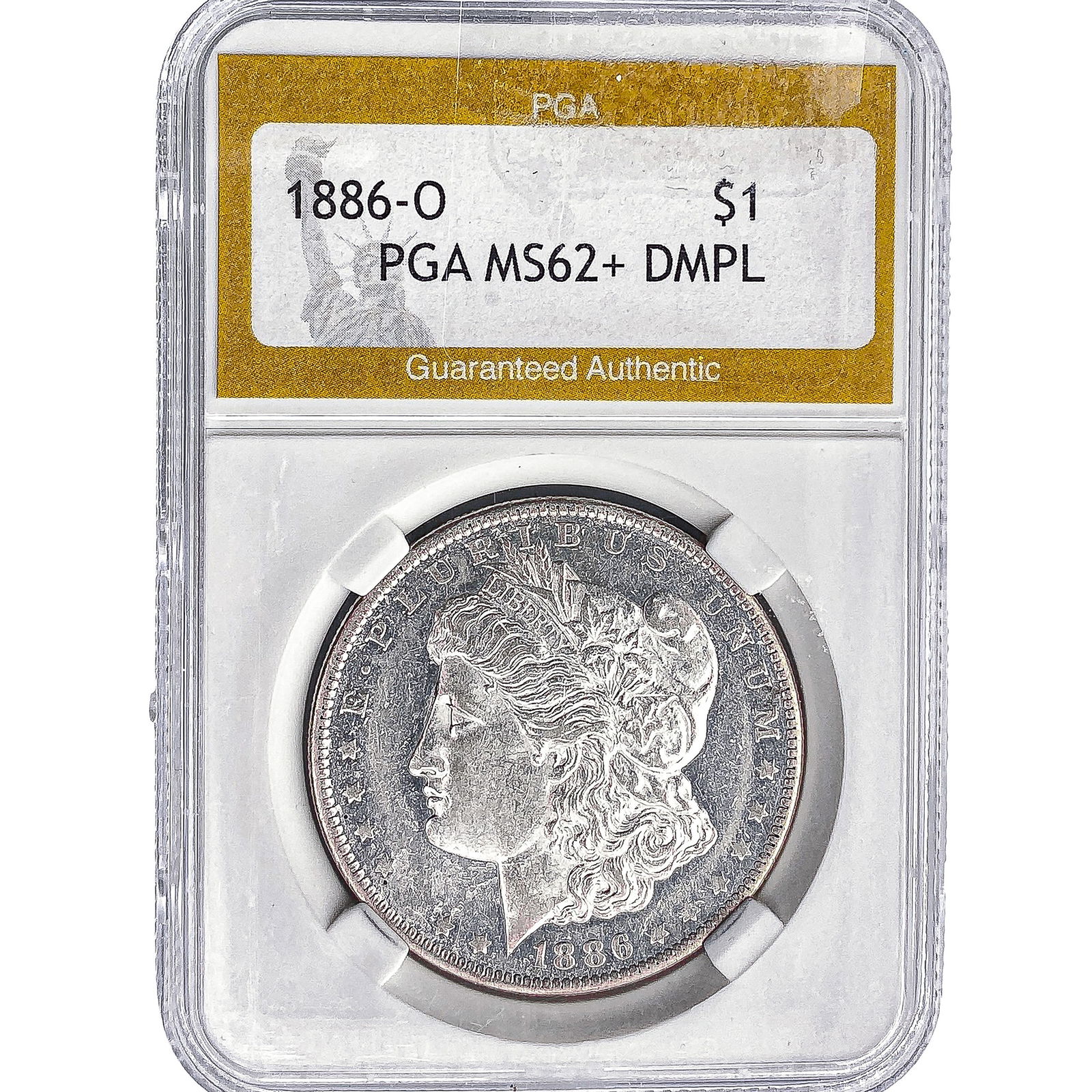 1886-O Morgan Silver Dollar PGA MS62+ DMPL: 1886-O Morgan Silver Dollar PGA MS62+ DMPL