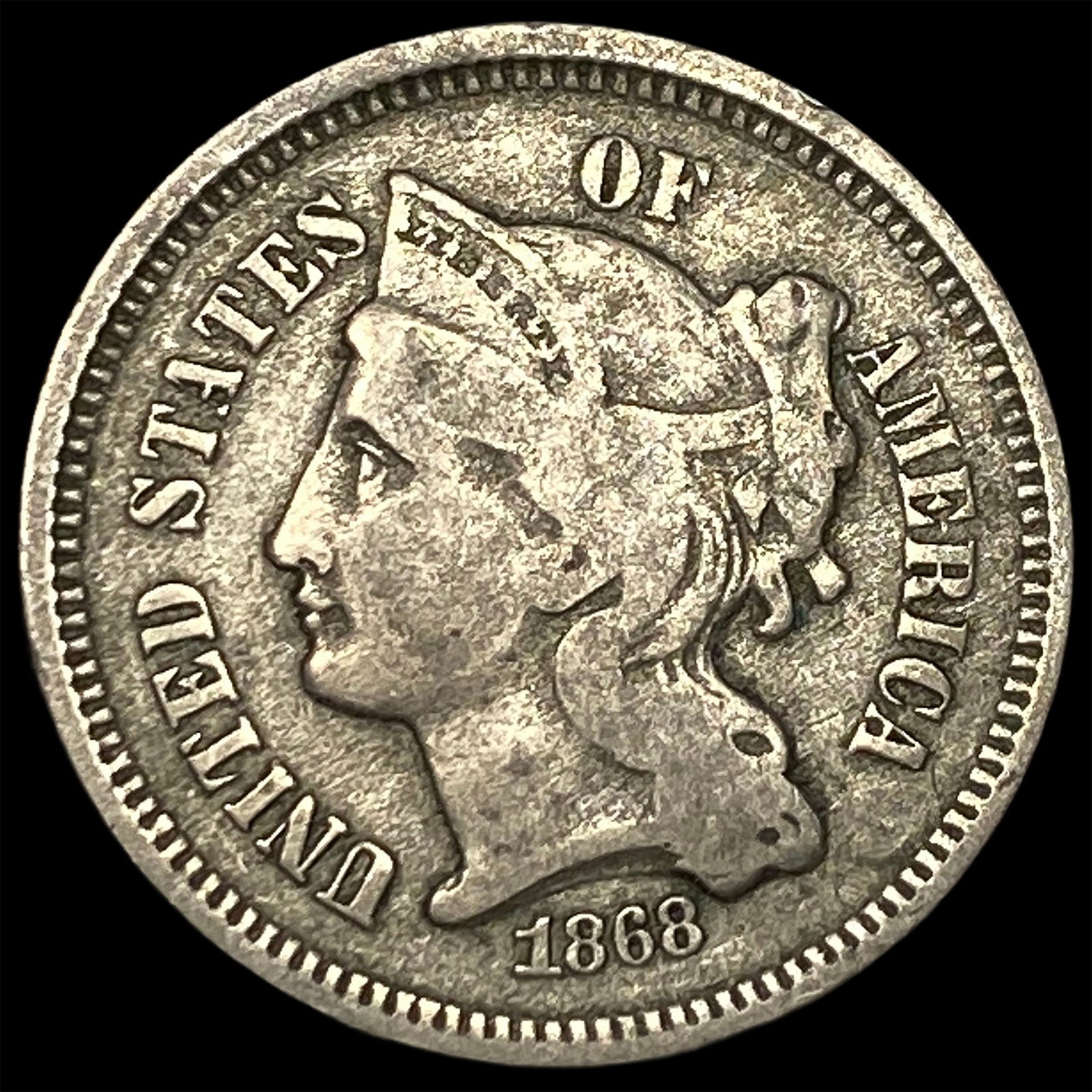 1868 Nickel Three-Cent Piece CLOSELY UNCIRCULATED (1 of 2)
