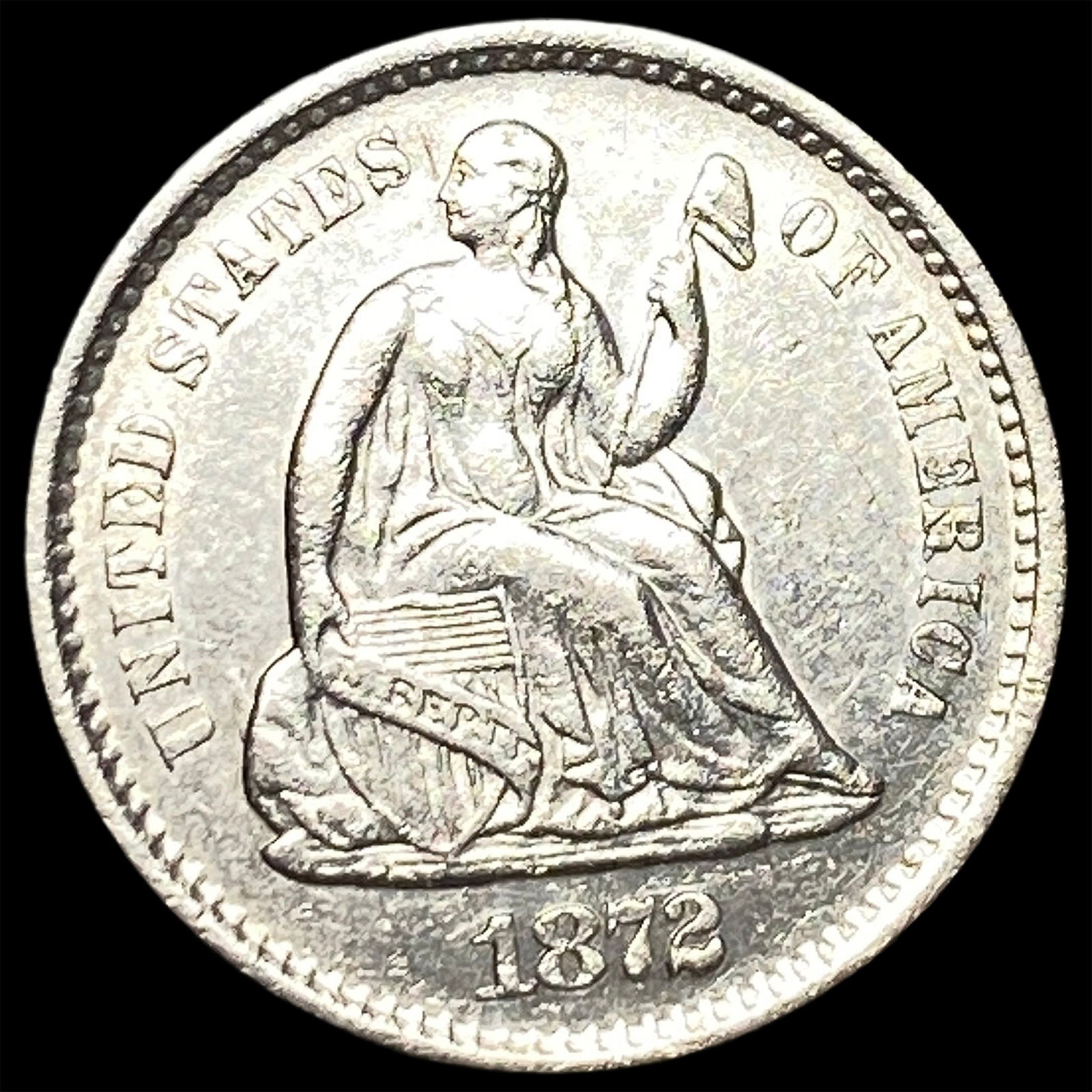 1872-S Silver Half Dime CLOSELY UNCIRCULATED: 1872-S Silver Half Dime CLOSELY UNCIRCULATED