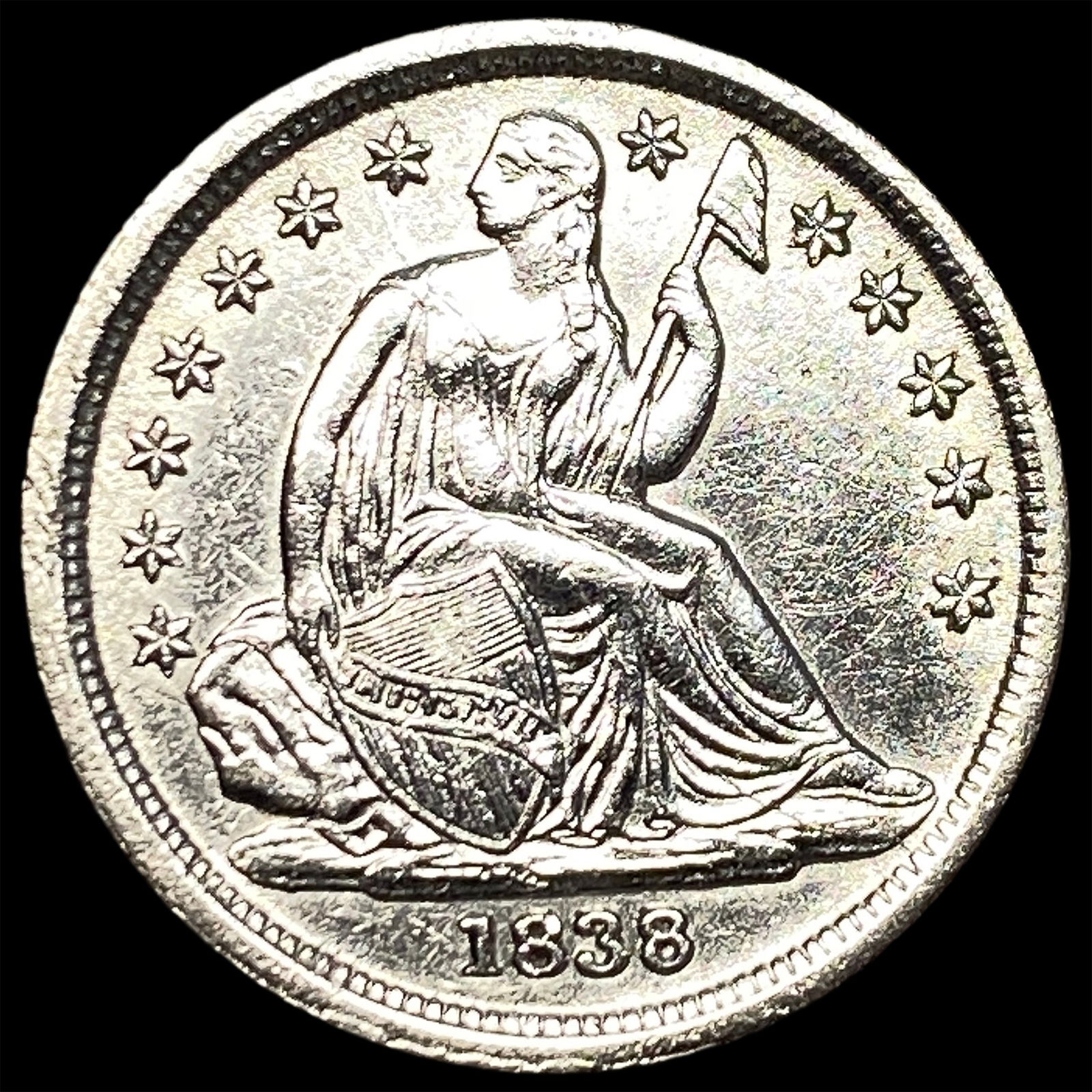 1838 Seated Liberty Dime CLOSELY UNCIRCULATED: 1838 Seated Liberty Dime CLOSELY UNCIRCULATED