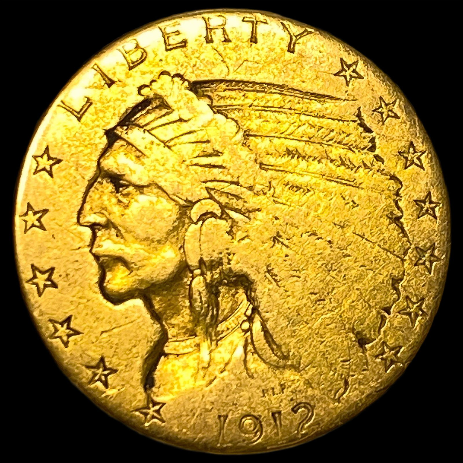 1912 Indian Head $2.50 Gold Quarter Eagle LIGHTLY CIRCULATED (1 of 2)