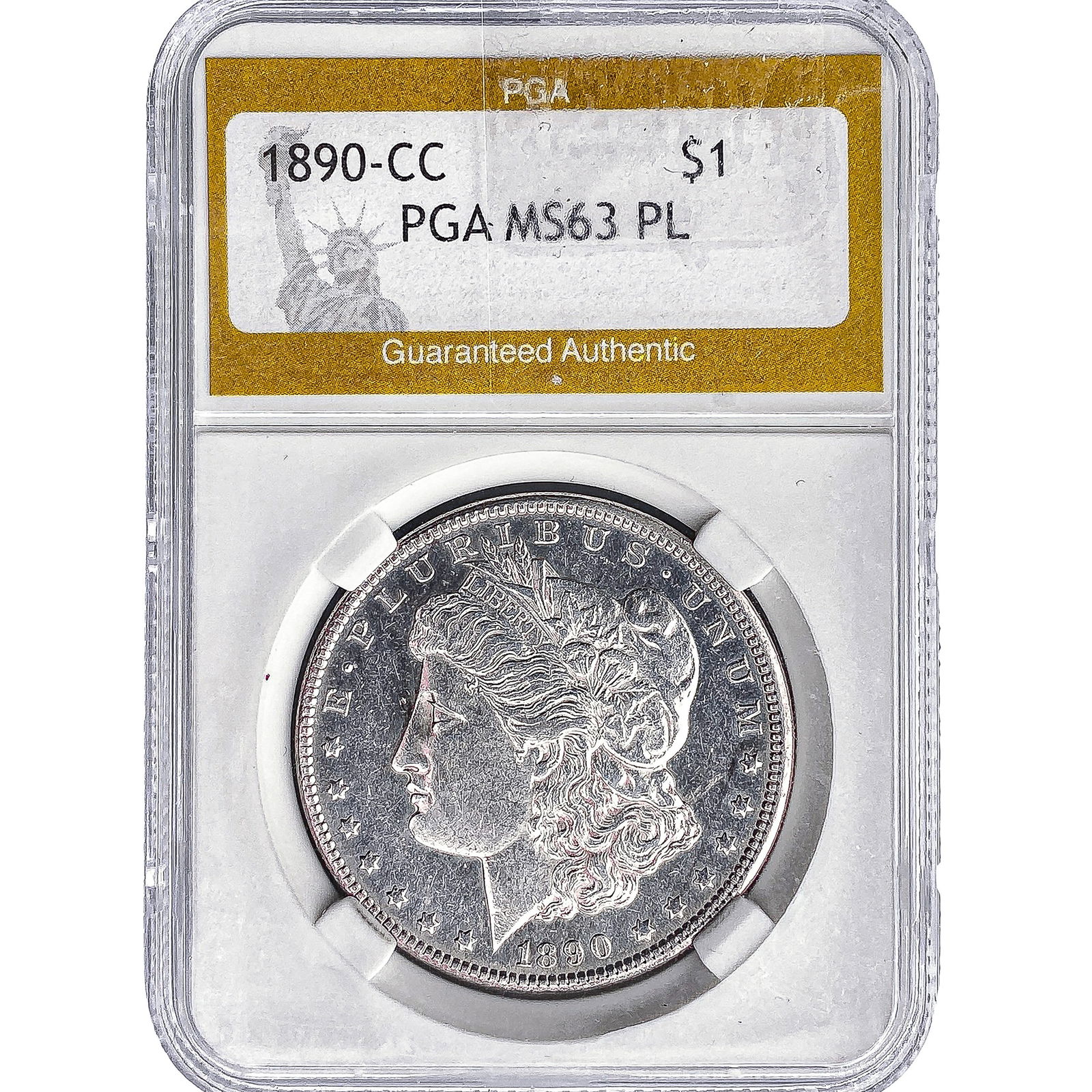 1890-CC Morgan Silver Dollar PGA MS63 PL: 1890-CC Morgan Silver Dollar PGA MS63 PL