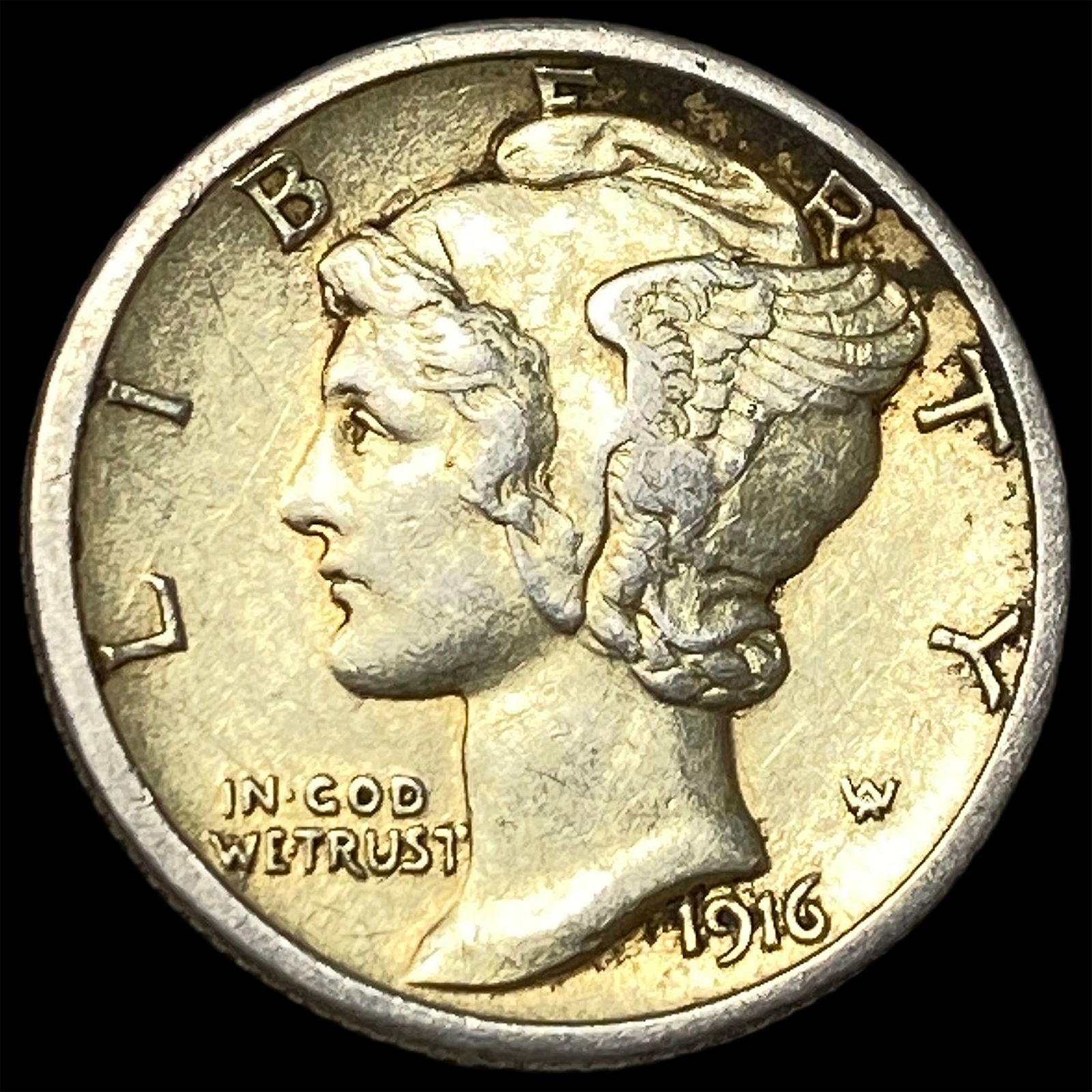 1916-S Silver Mercury Dime CHOICE AU: 1916-S Silver Mercury Dime CHOICE AU