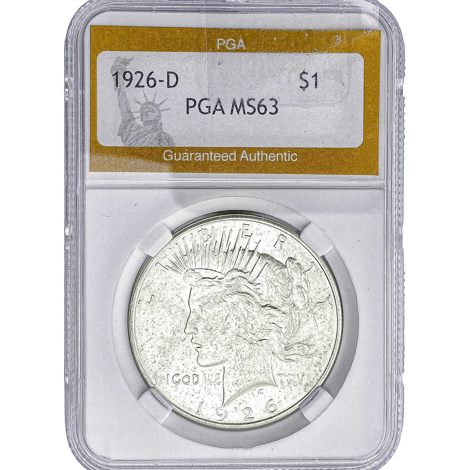 1926-D Silver Peace Dollar PGA MS63: 1926-D Silver Peace Dollar PGA MS63