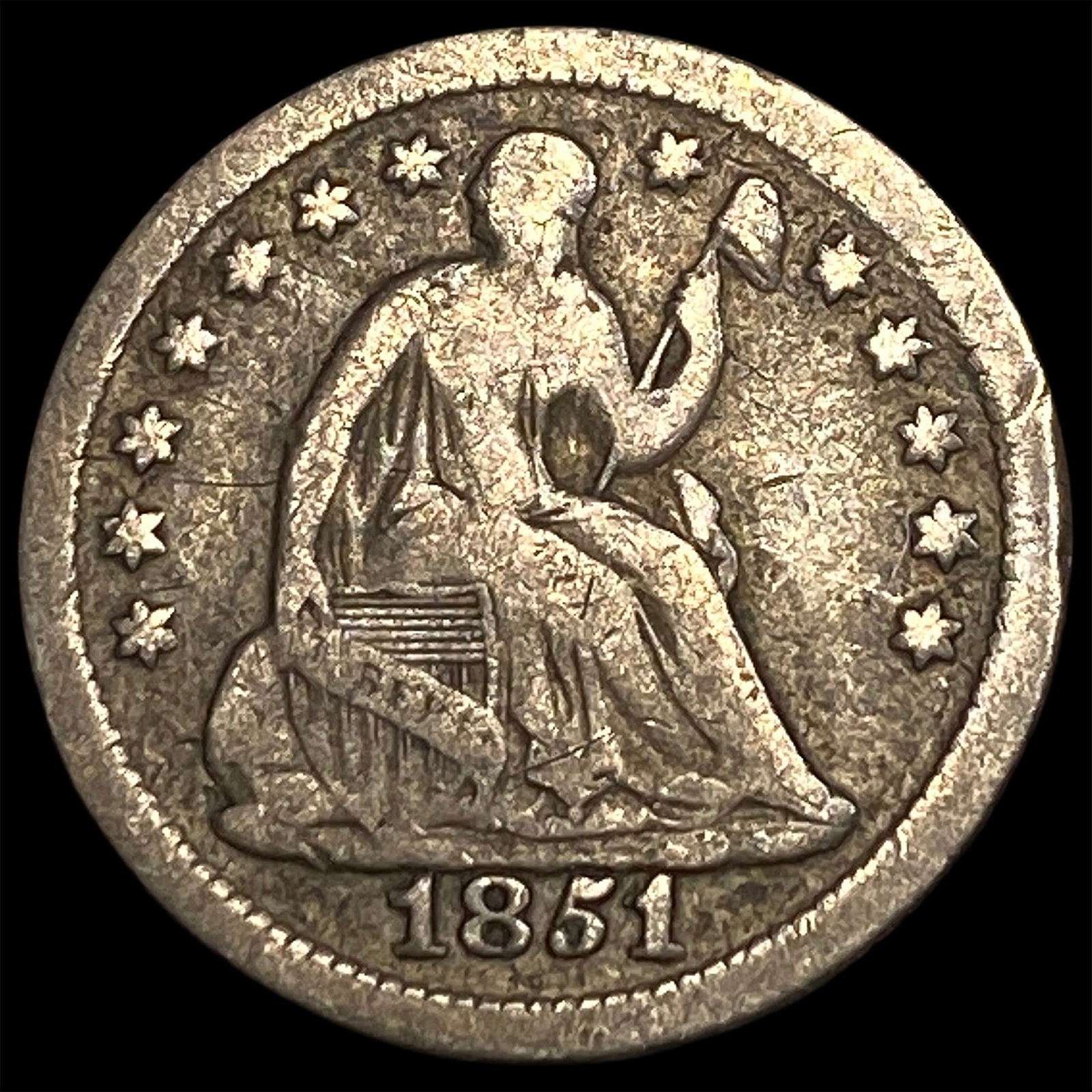 1851-O Silver Seated Liberty Half Dime LIGHTLY CIRCULATED (1 of 2)