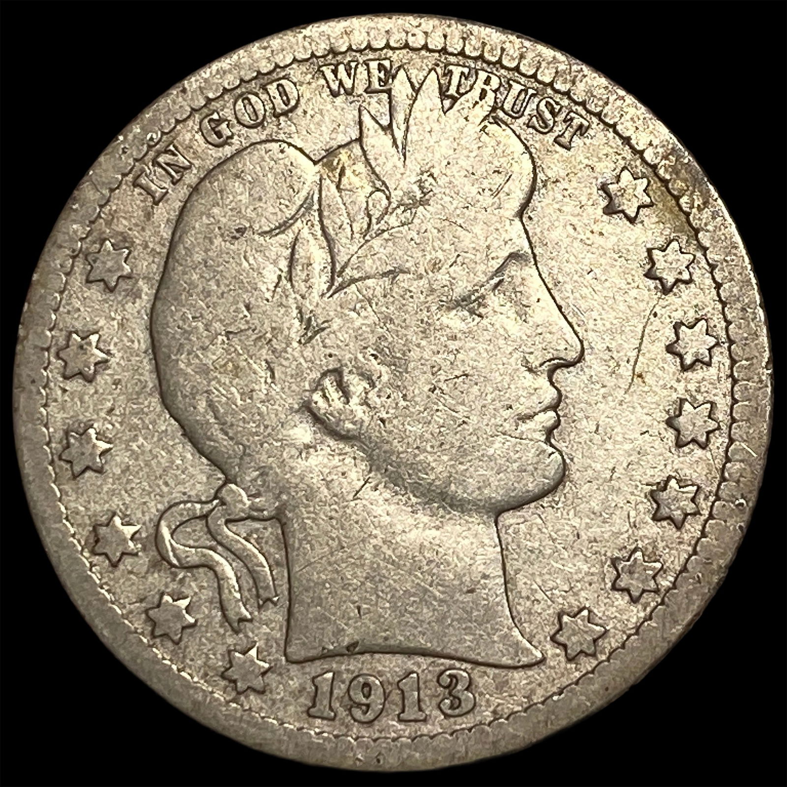 1913 Silver Barber Quarter NICELY CIRCULATED (1 of 2)