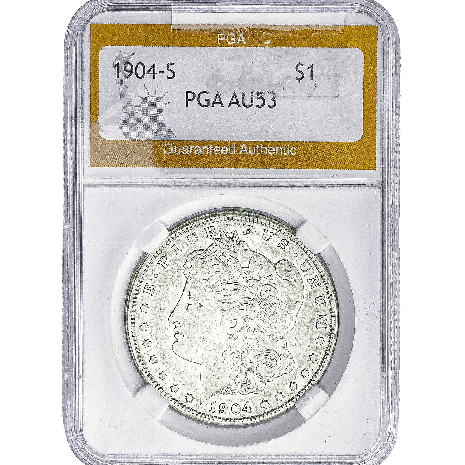 1904-S Morgan Silver Dollar PGA AU53: 1904-S Morgan Silver Dollar PGA AU53