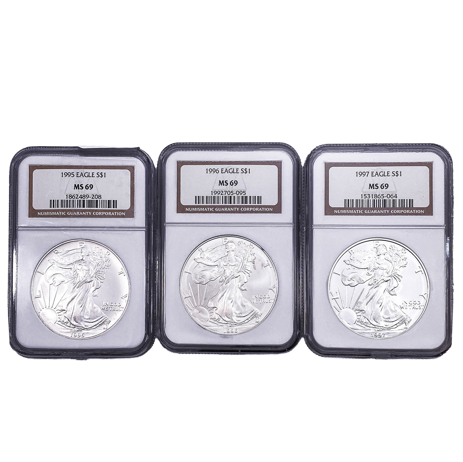 [3 Coins] 1995-1997 Silver Eagle NGC MS69 (1 of 2)