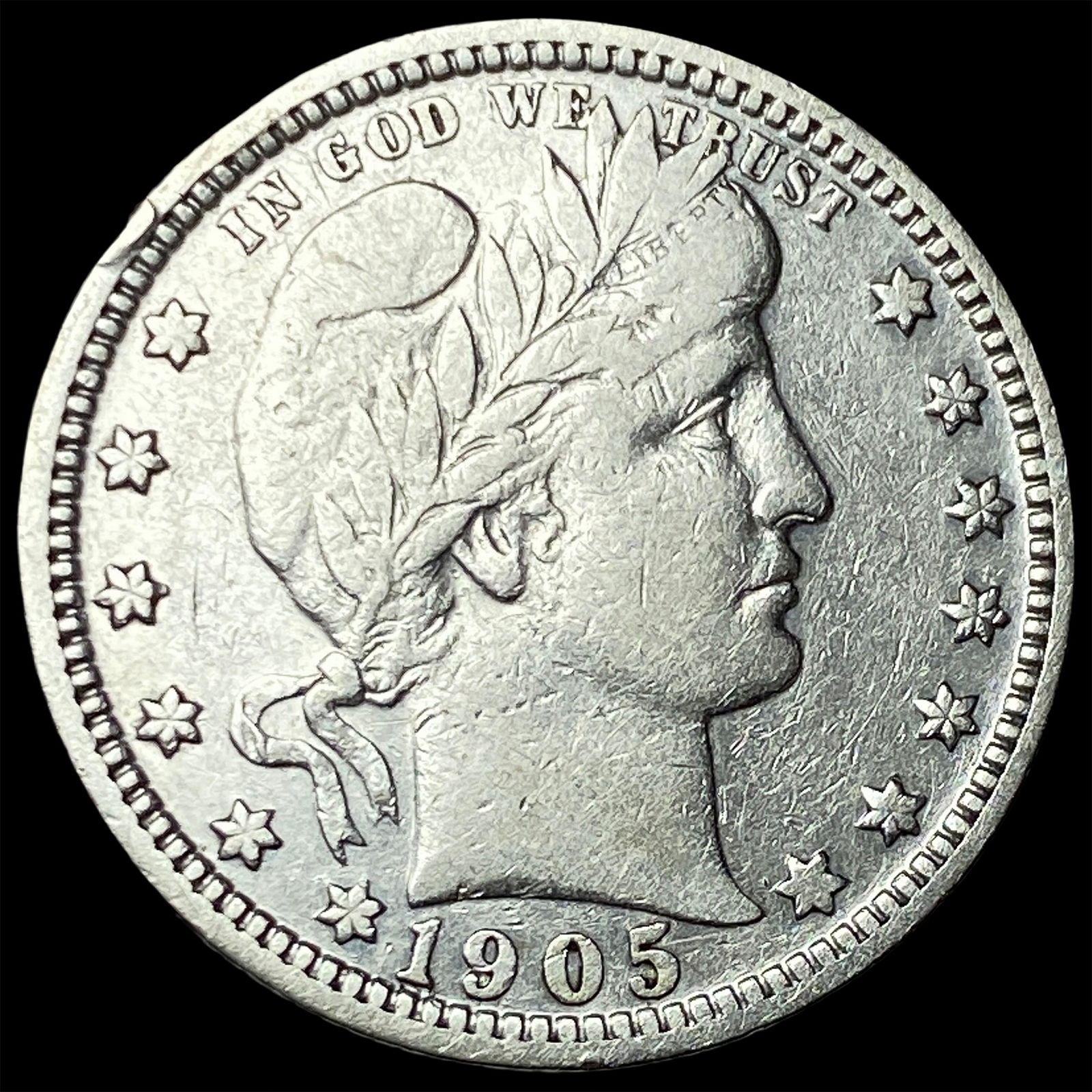 1905 Barber Silver Quarter ABOUT UNCIRCULATED: 1905 Barber Silver Quarter ABOUT UNCIRCULATED