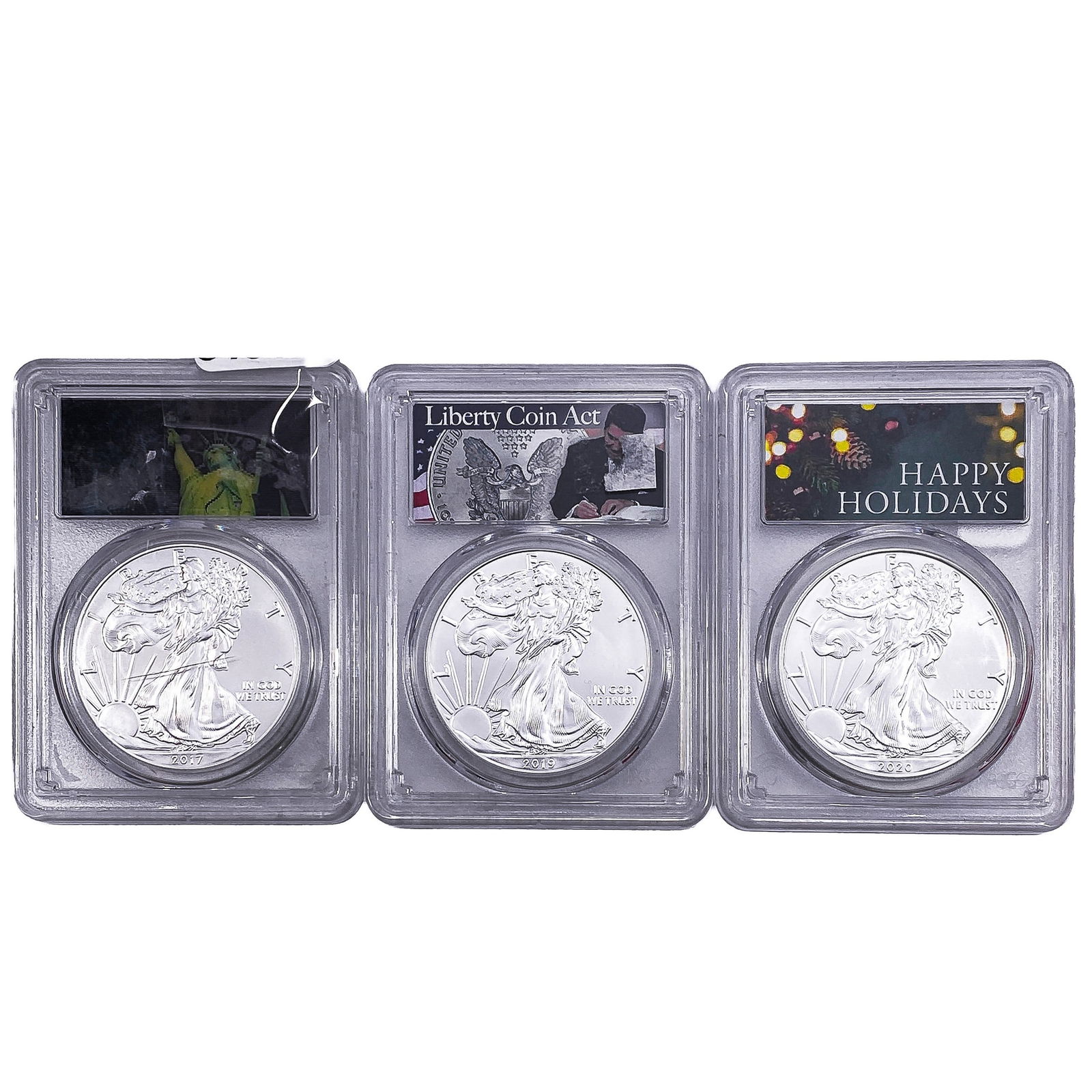 [3 Coins] 2017-2020 Silver Eagle PCGS MS70: [3 Coins] 2017-2020 Silver Eagle PCGS MS70